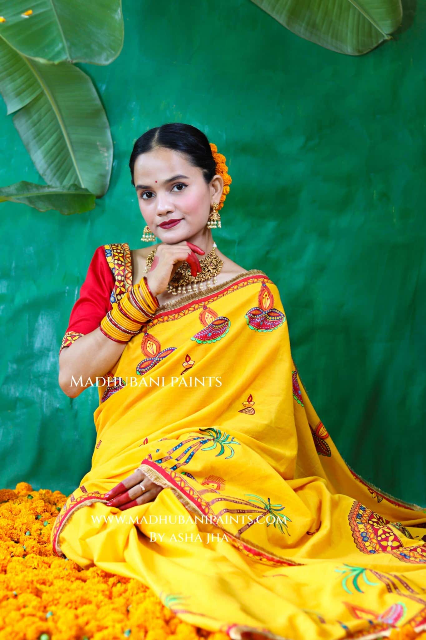 CHHATH PARV Hand painted Madhubani Cotton Saree — image 3 of 9