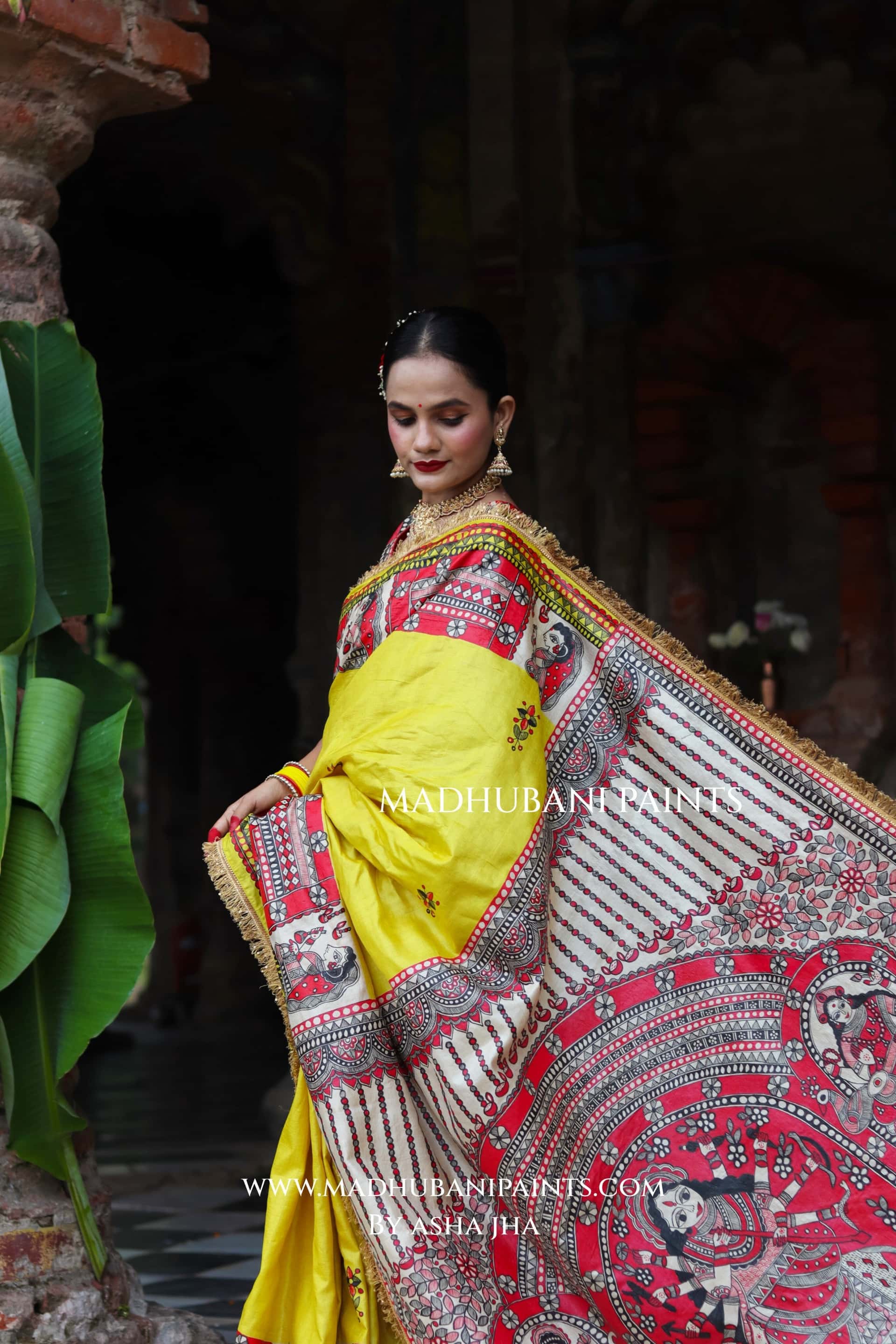 TARA Handpainted Tussar Silk Madhubani Saree Blouse Set — image 8 of 12
