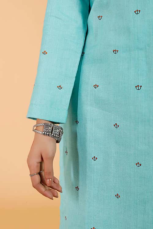 'Pushpam Priye' Handpainted Madhubani Cotton Kurta — image 7 of 7