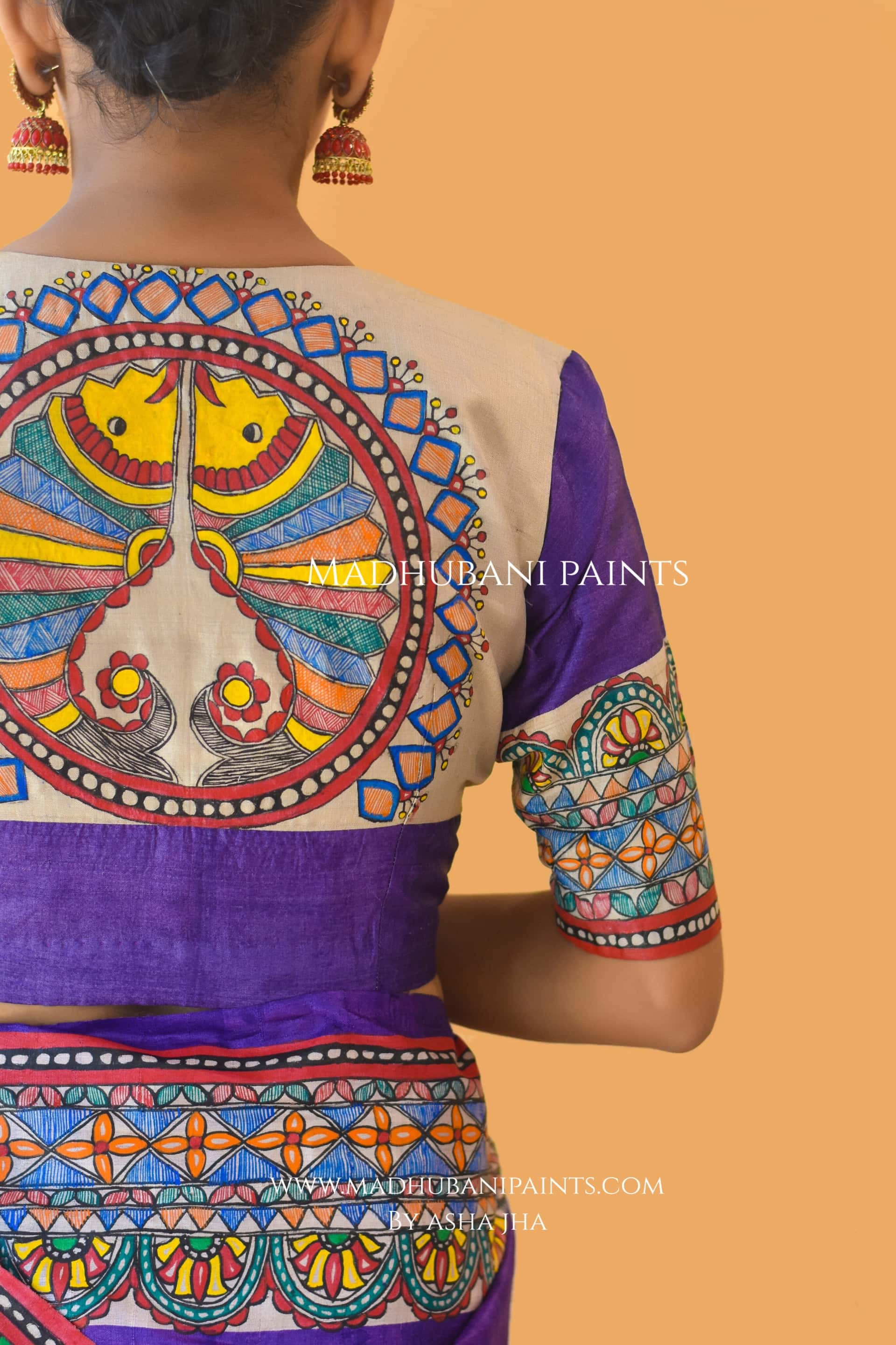 'MANOHARA' Tussar Silk Hand-Painted Madhubani Blouse — image 5 of 8