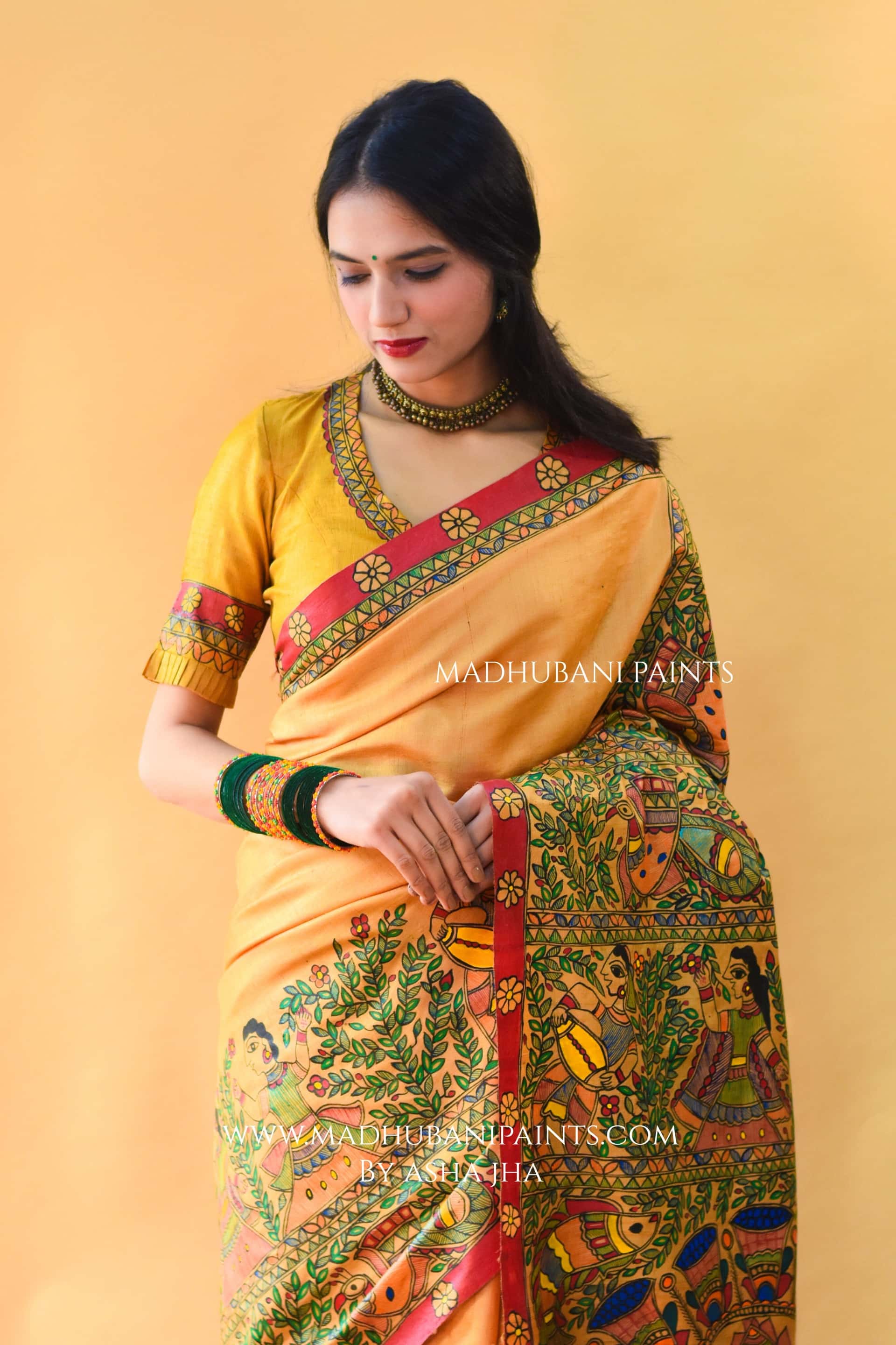SAUBHAGYA Hand-painted Tussar Silk Saree — image 5 of 7