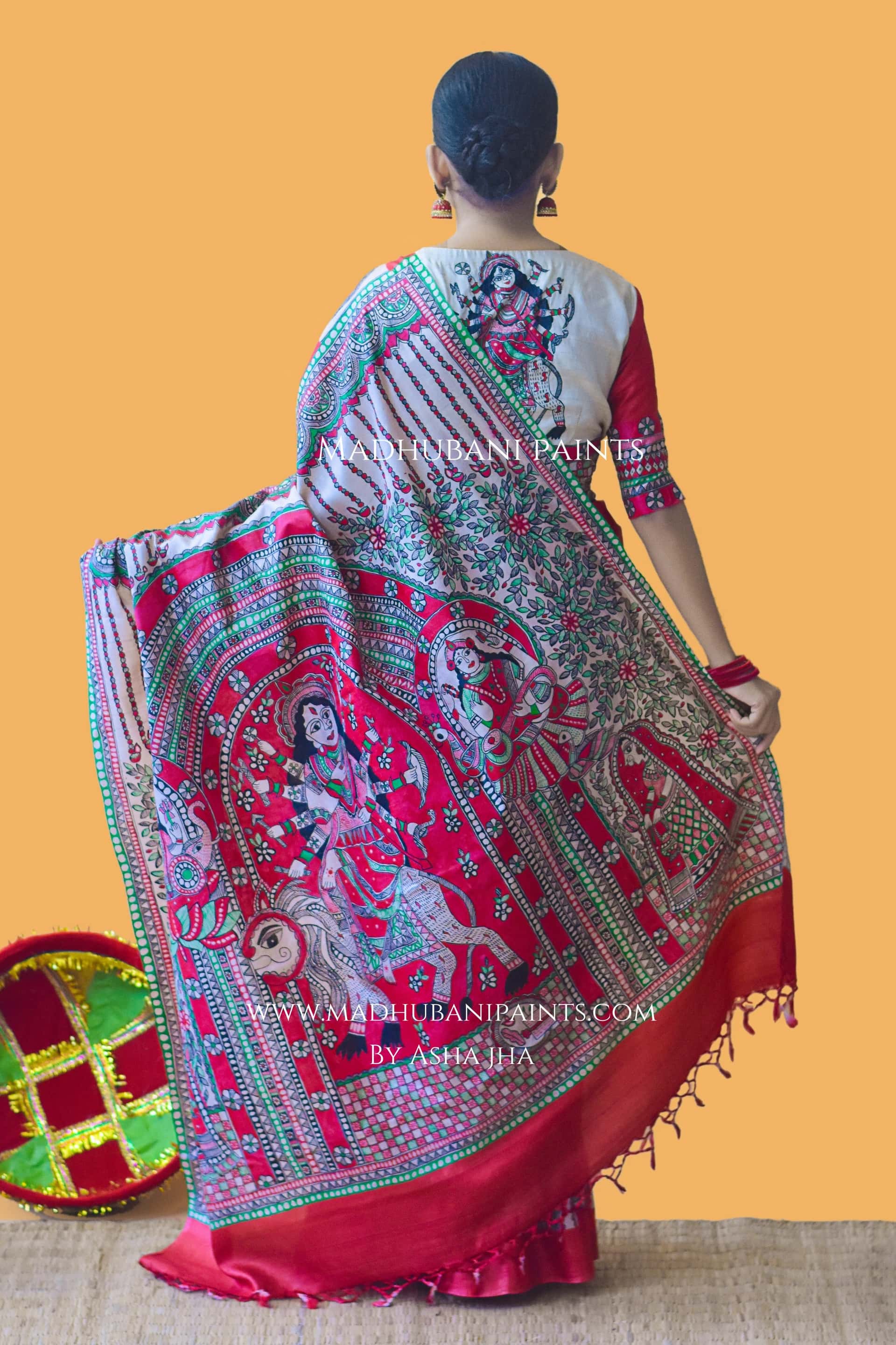 LAAL NARAYANI Hand-painted Tussar Silk Saree Blouse Set — image 7 of 15