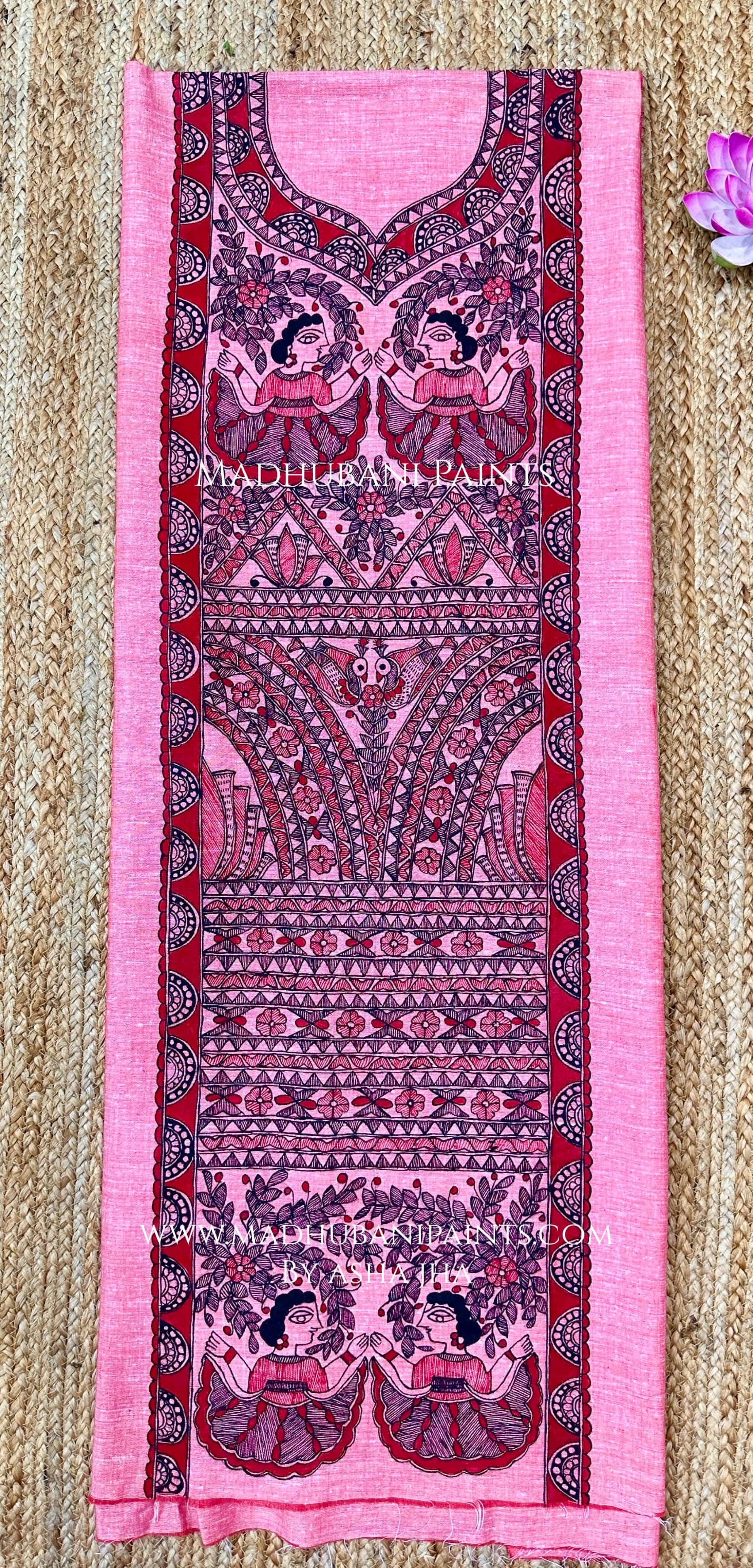 Laal Gudiya Hand-painted Madhubani Painting Cotton Unstitched  Kurta — image 2 of 2