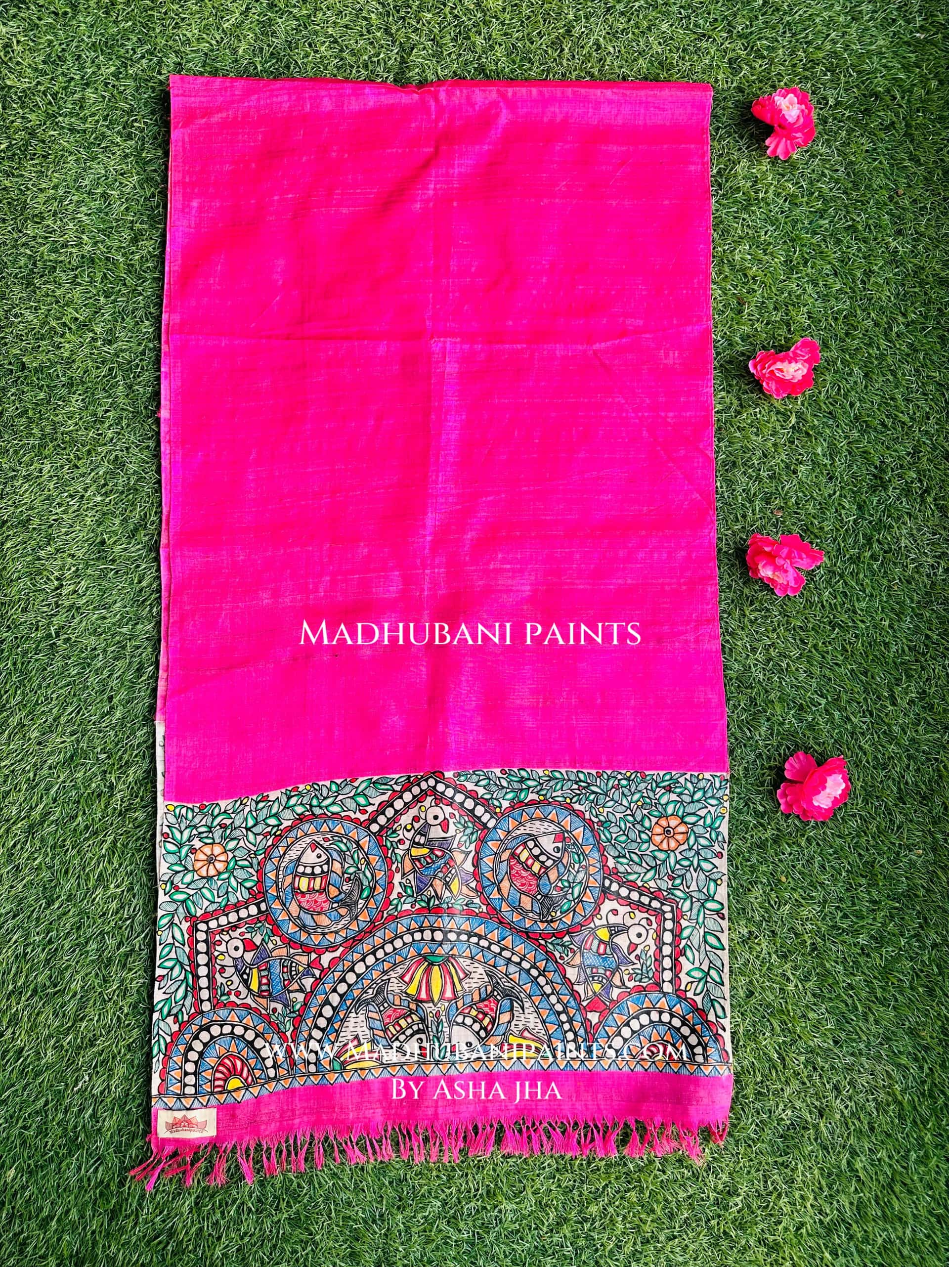 Surmai Mayur Tussar Silk Stole — image 2 of 2