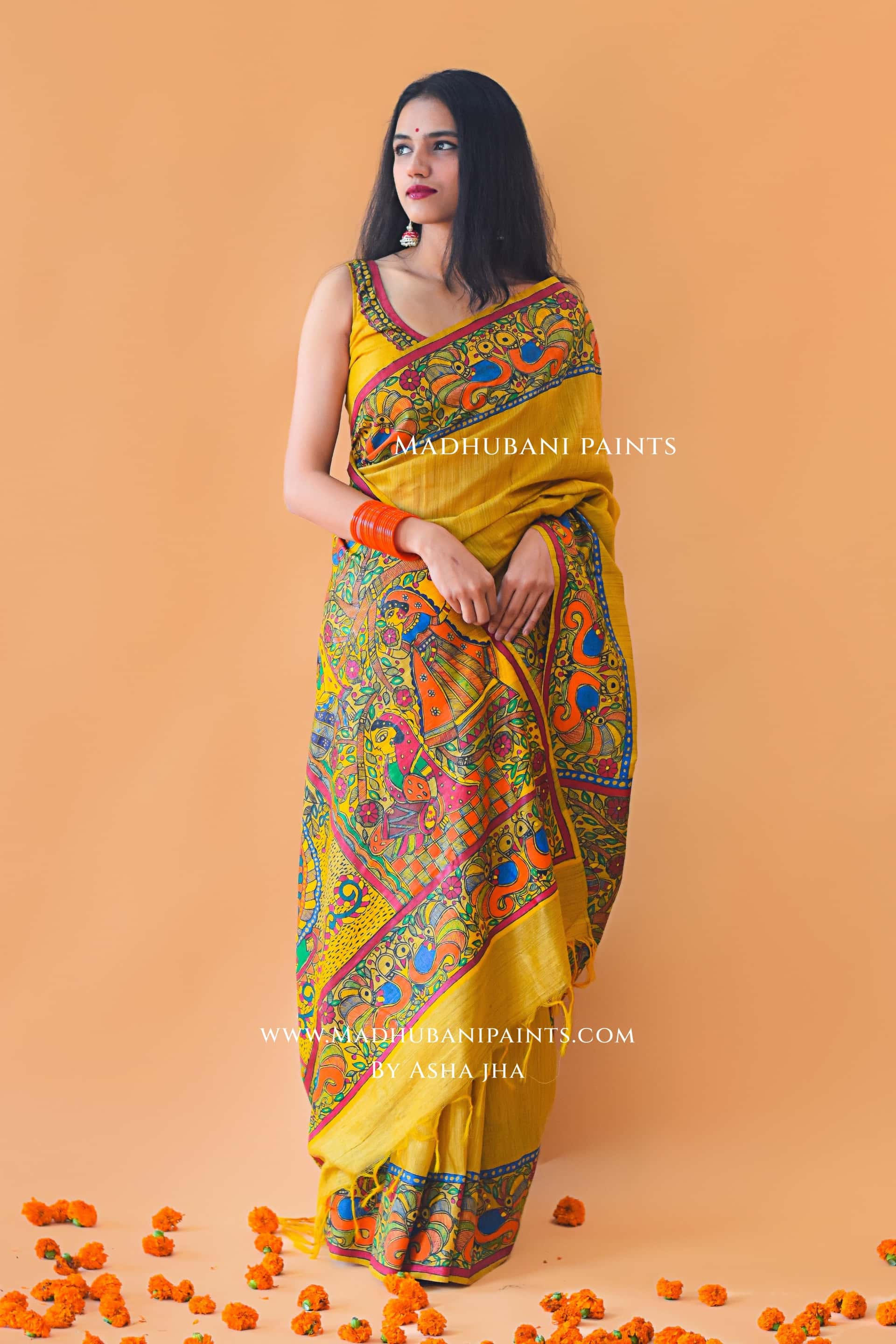 SOBHAN Hand-painted Madhubani Chanderi  Saree Blouse set — image 2 of 6
