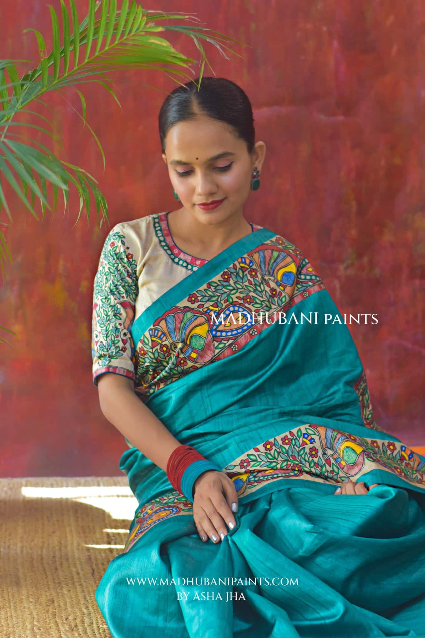 ANANDMAYI Hand-painted Madhubani Tussar Silk Saree — image 6 of 6