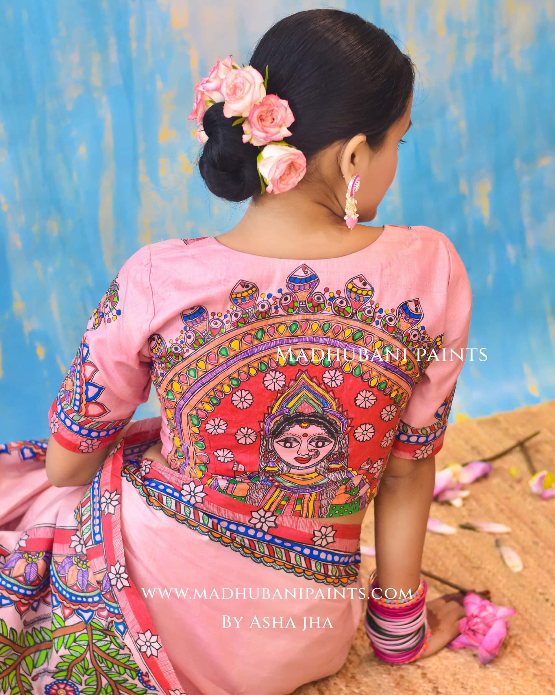 PADAMSUNDARI Hand-painted Madhubani Tussar Silk Blouse — image 7 of 13