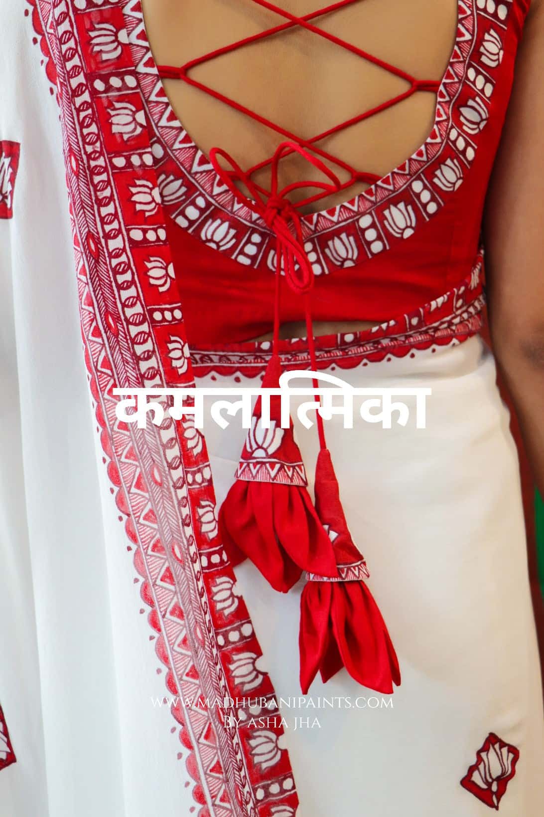 'KAMALATMIKA' Handpainted Madhubani Georgette Blouse — image 3 of 7
