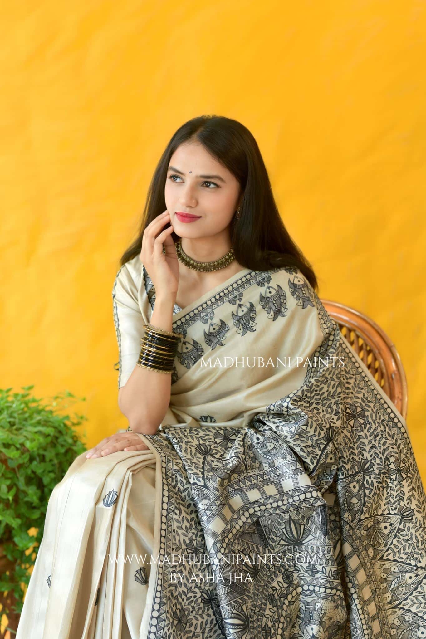 KAMAL MANDALI Hand-painted Madhubani Tussar Silk Saree — image 3 of 7