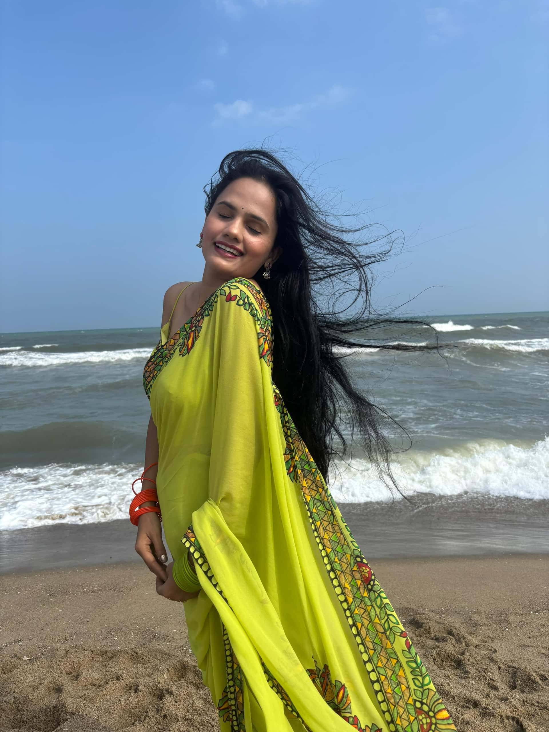 MRIDULA Handpainted Madhubani Georgette Saree — image 11 of 13
