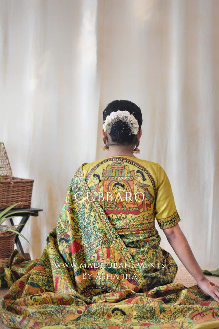 'GAUNA' Handpainted Madhubani Tussar Silk Blouse — image 3 of 5