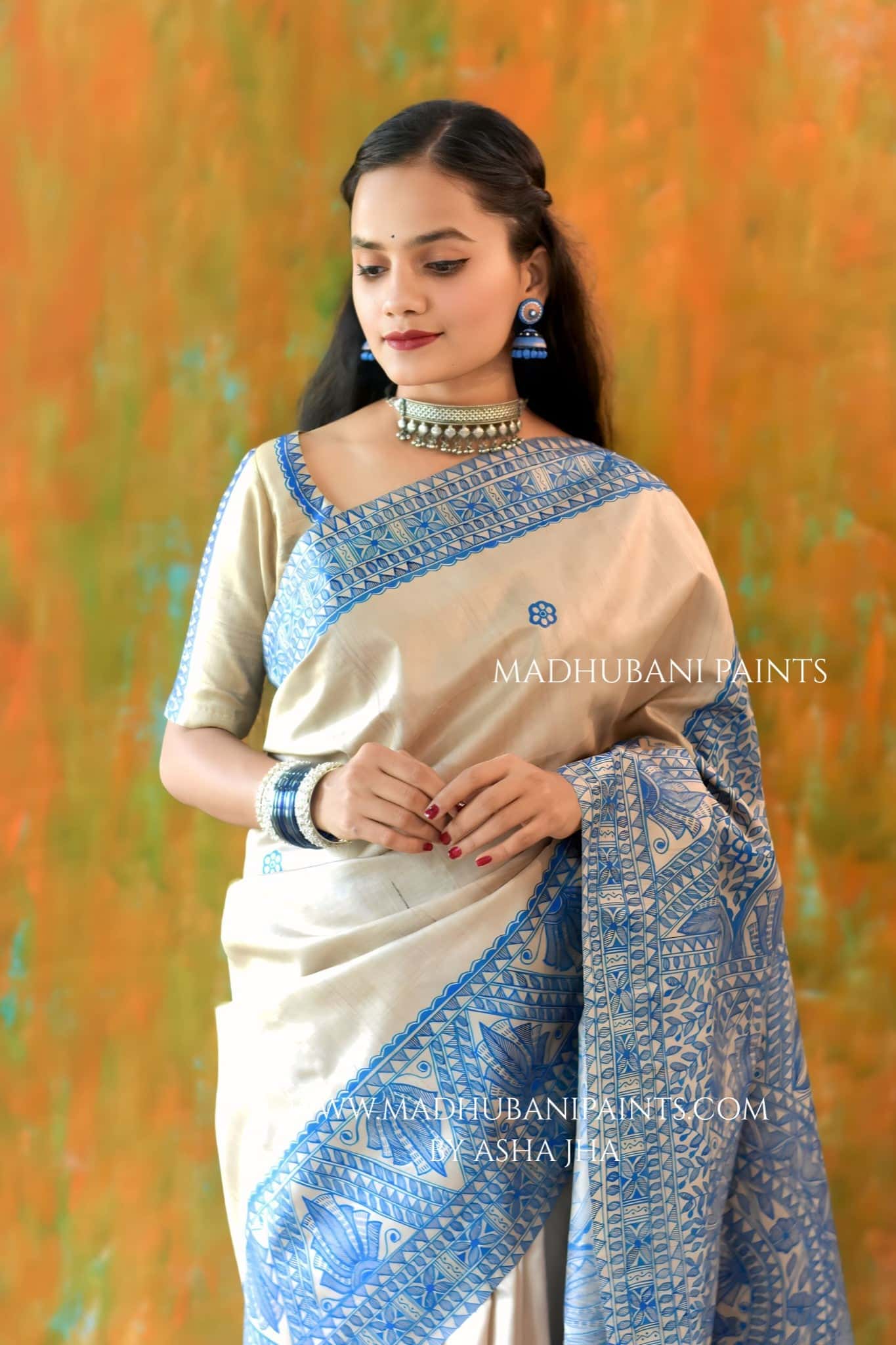 KAMAL LEELA Hand-painted Madhubani Tussar Silk Saree — image 2 of 7