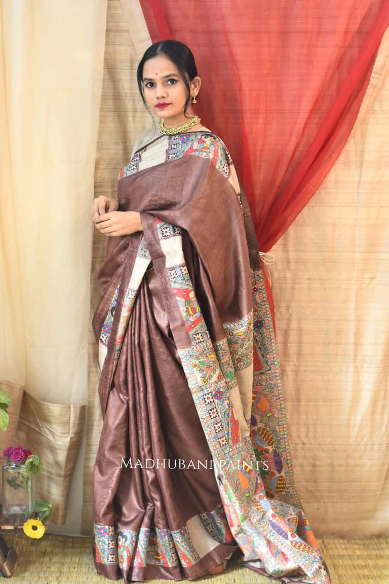 Madhubani Handpainted Mithila Doli Saree Blouse Set — image 4 of 5