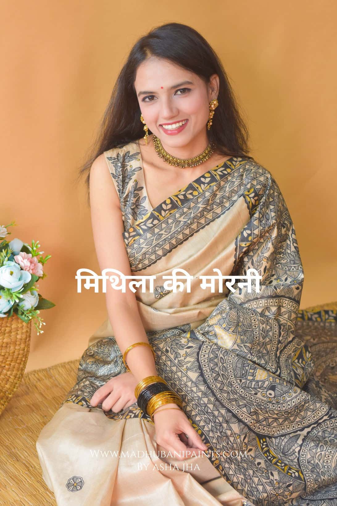 MITHILA KI MORNI Handpainted Madhubani Blouse — image 3 of 4