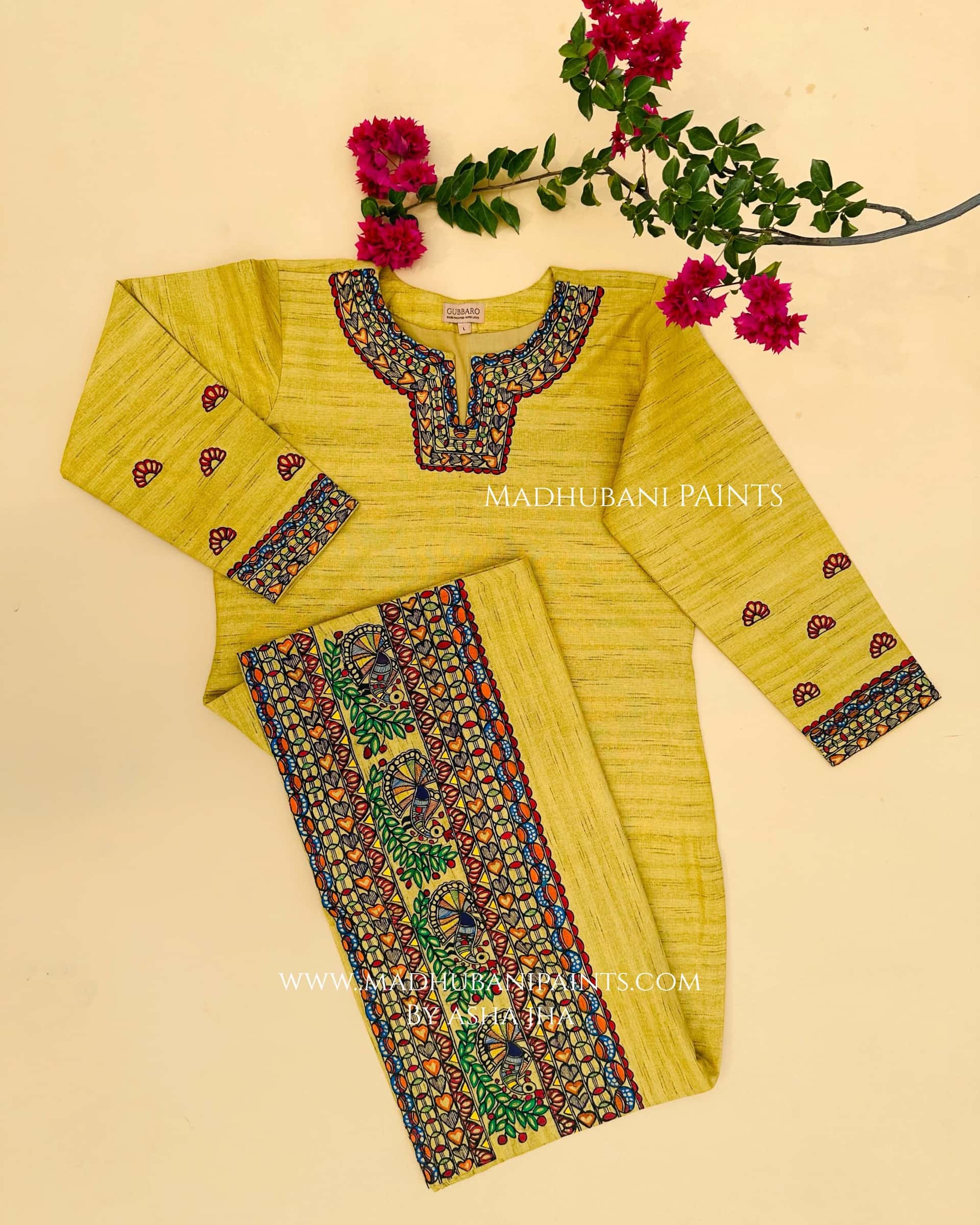 MANOHAR Handloom Hand-painted Madhubani Cotton Stitched Kurta — image 3 of 3