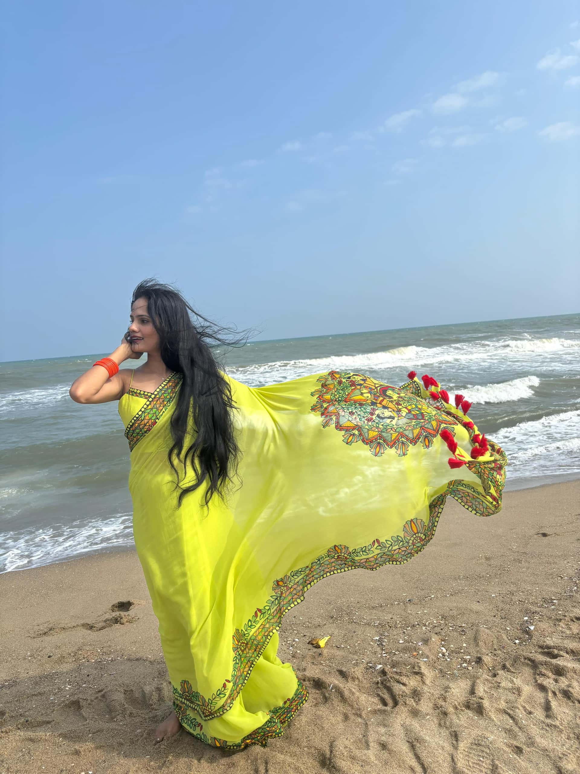 MRIDULA Handpainted Madhubani Georgette Saree — image 13 of 13
