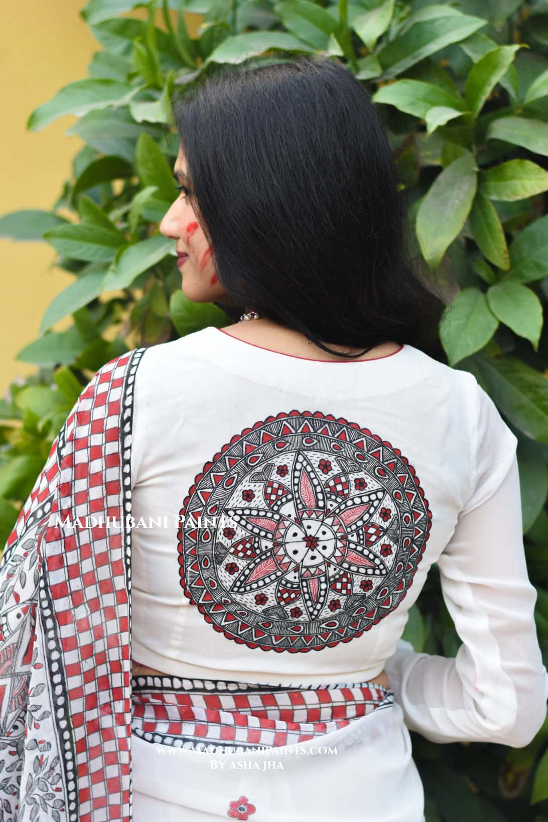 KALRAV Hand-painted Madhubani Georgette Saree Blouse Set — image 9 of 9