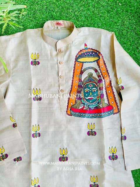 KAAL BHAIRAV Hand-painted Handloom Men's Tussar Silk Kurta — image 2 of 4