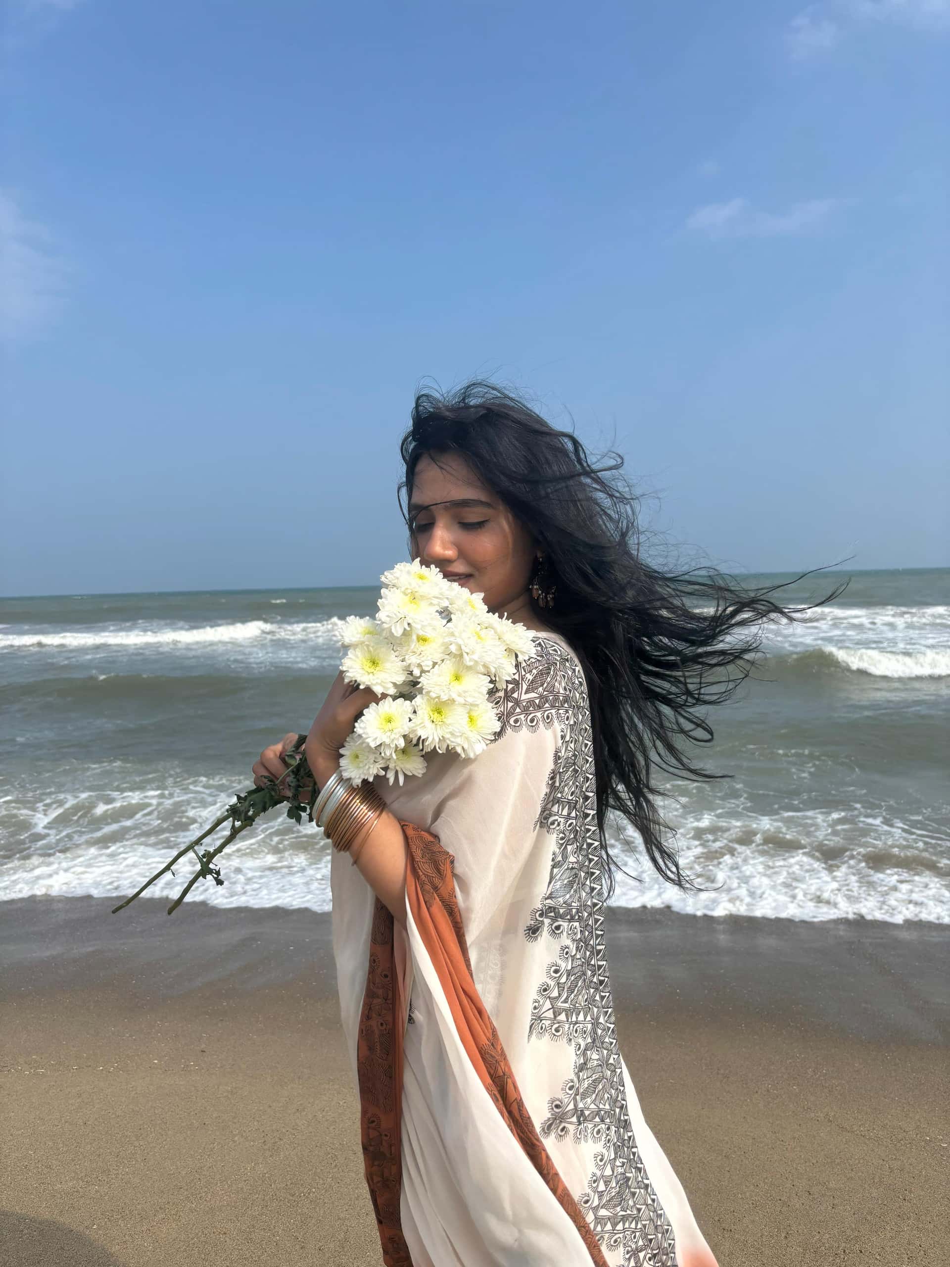 KASTURI Handpainted Madhubani Georgette Saree — image 5 of 8