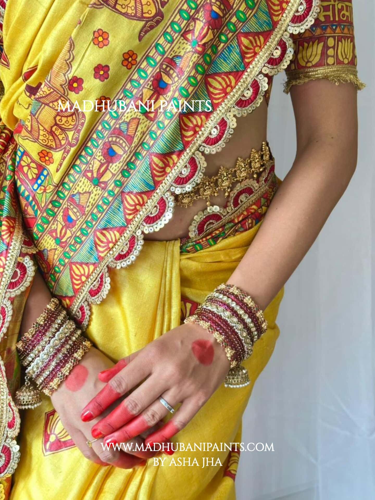MITHILA WEDDING Hand-painted Madhubani Tussar Silk Saree — image 2 of 12