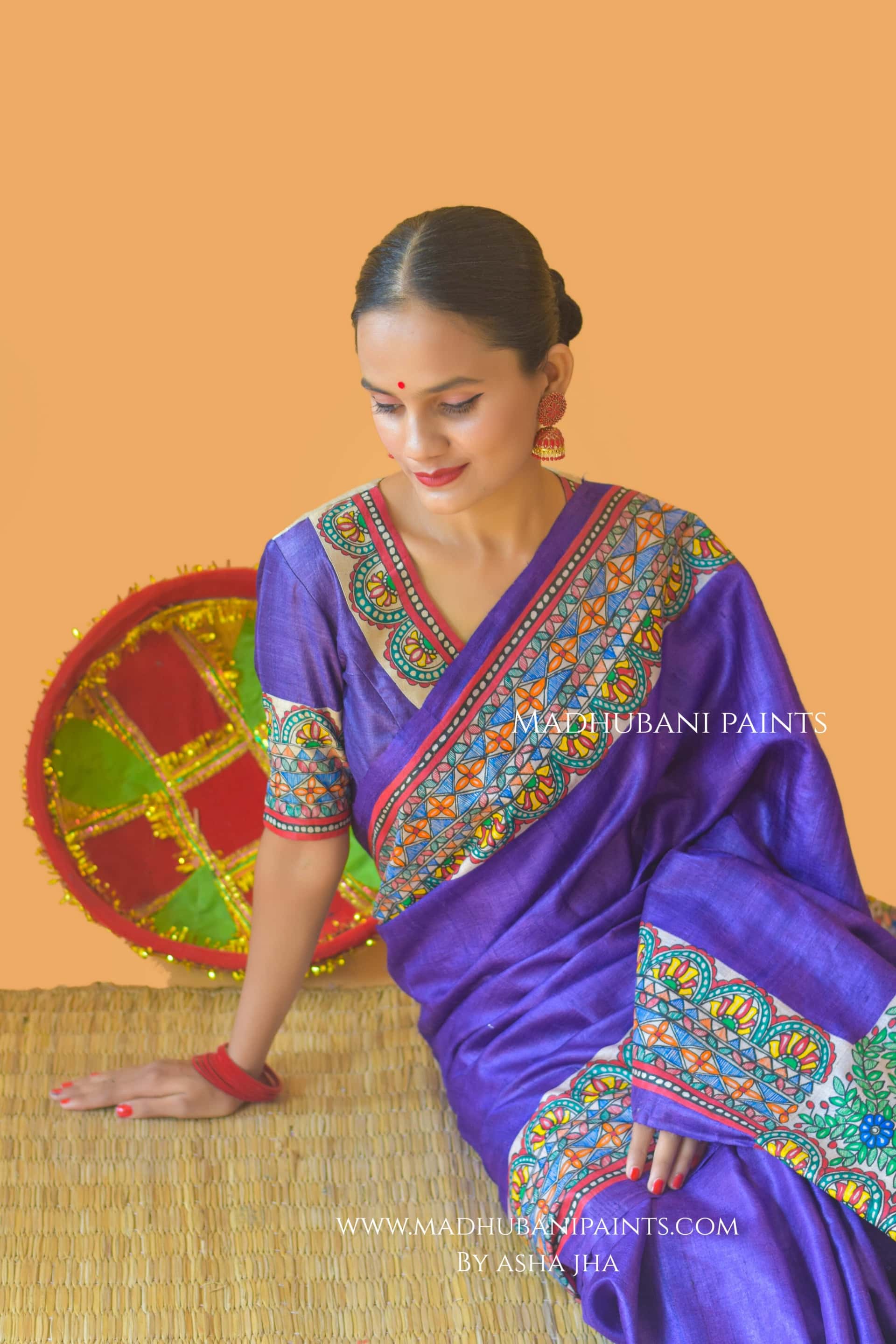 'MANOHARA' Tussar Silk Hand-Painted Madhubani Blouse — image 7 of 8