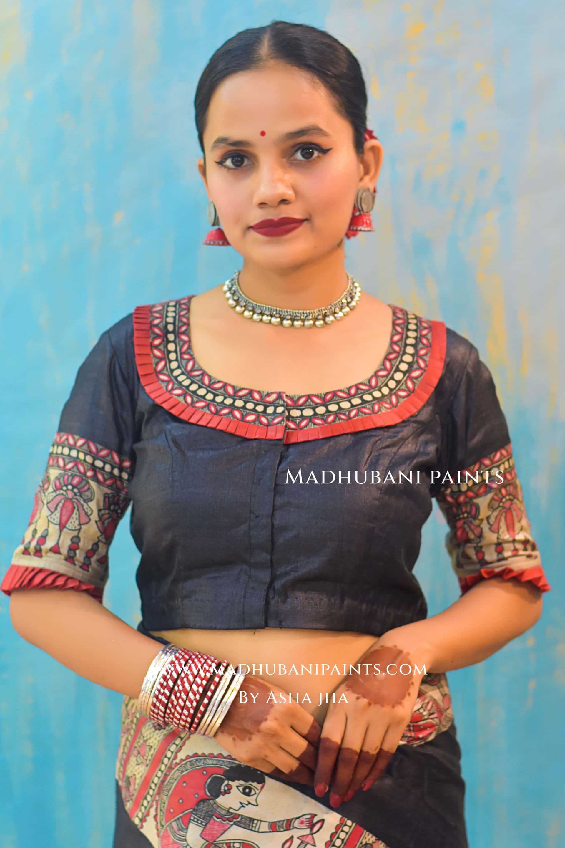 SHAMBHAVI Hand-painted Tussar Silk Saree Blouse Set — image 6 of 8