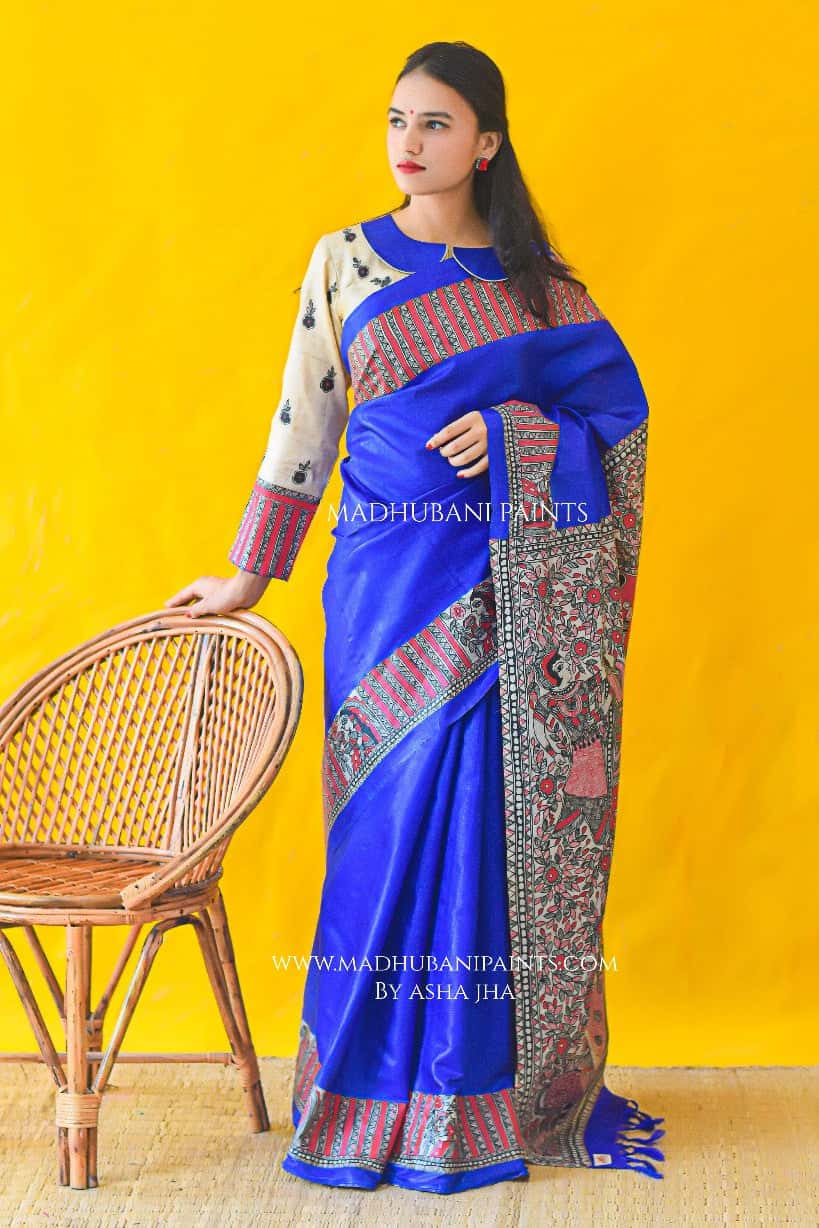 BHAGWATI Hand-painted Tussar Silk Saree Blouse Set — image 4 of 8