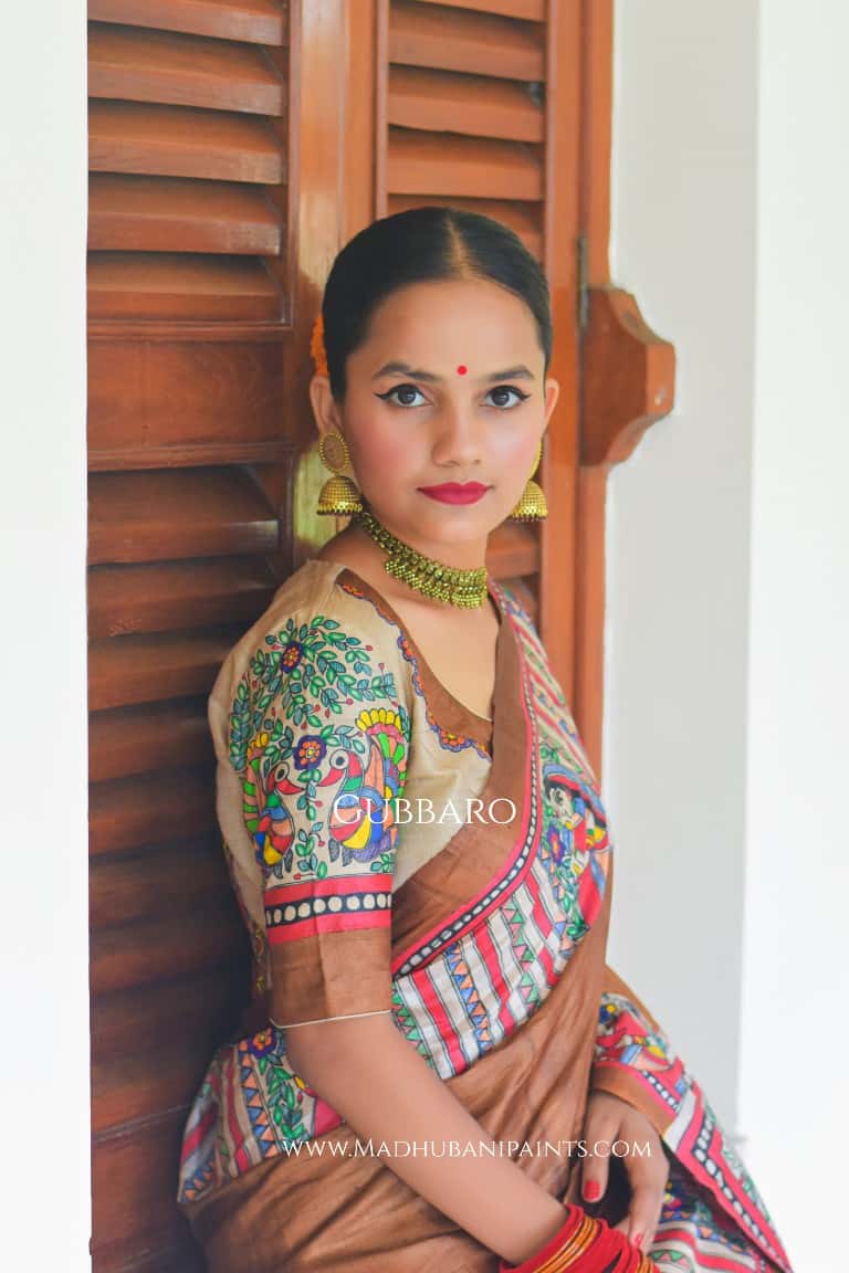 SHAMBHAVI Handpainted Madhubani Tussar Silk Blouse — image 4 of 7