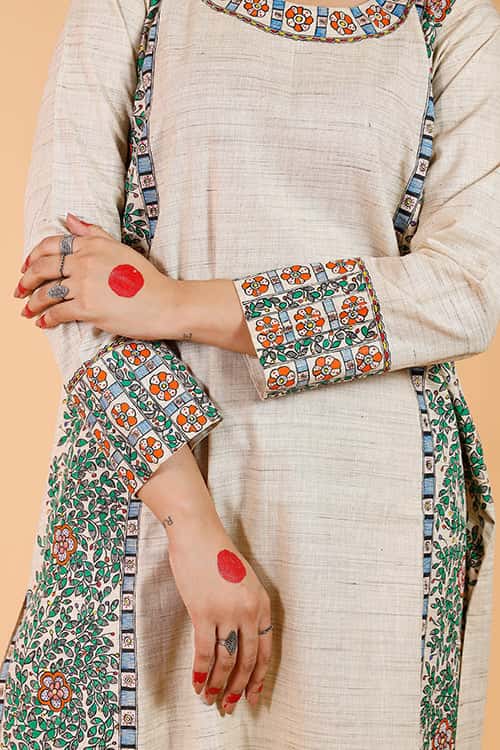 'Mithila Baag' Handpainted Madhubani cotton Kurta — image 7 of 10