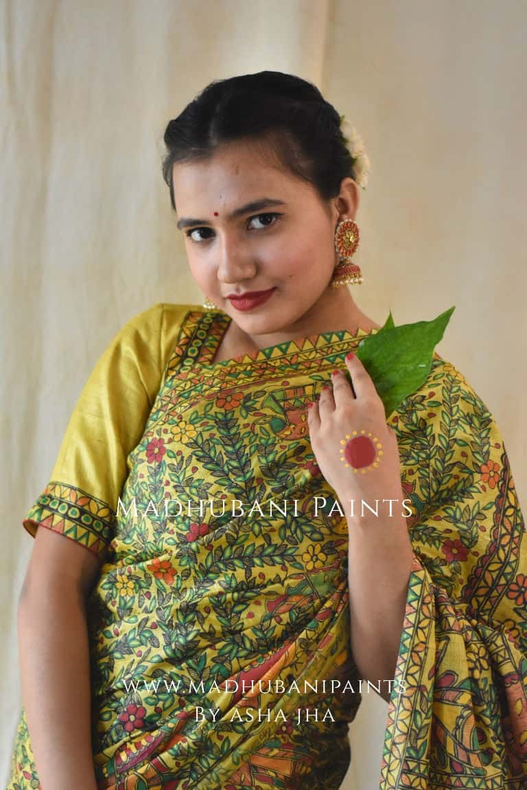 'GAUNA' Handpainted Madhubani Tussar Silk Blouse — image 4 of 5