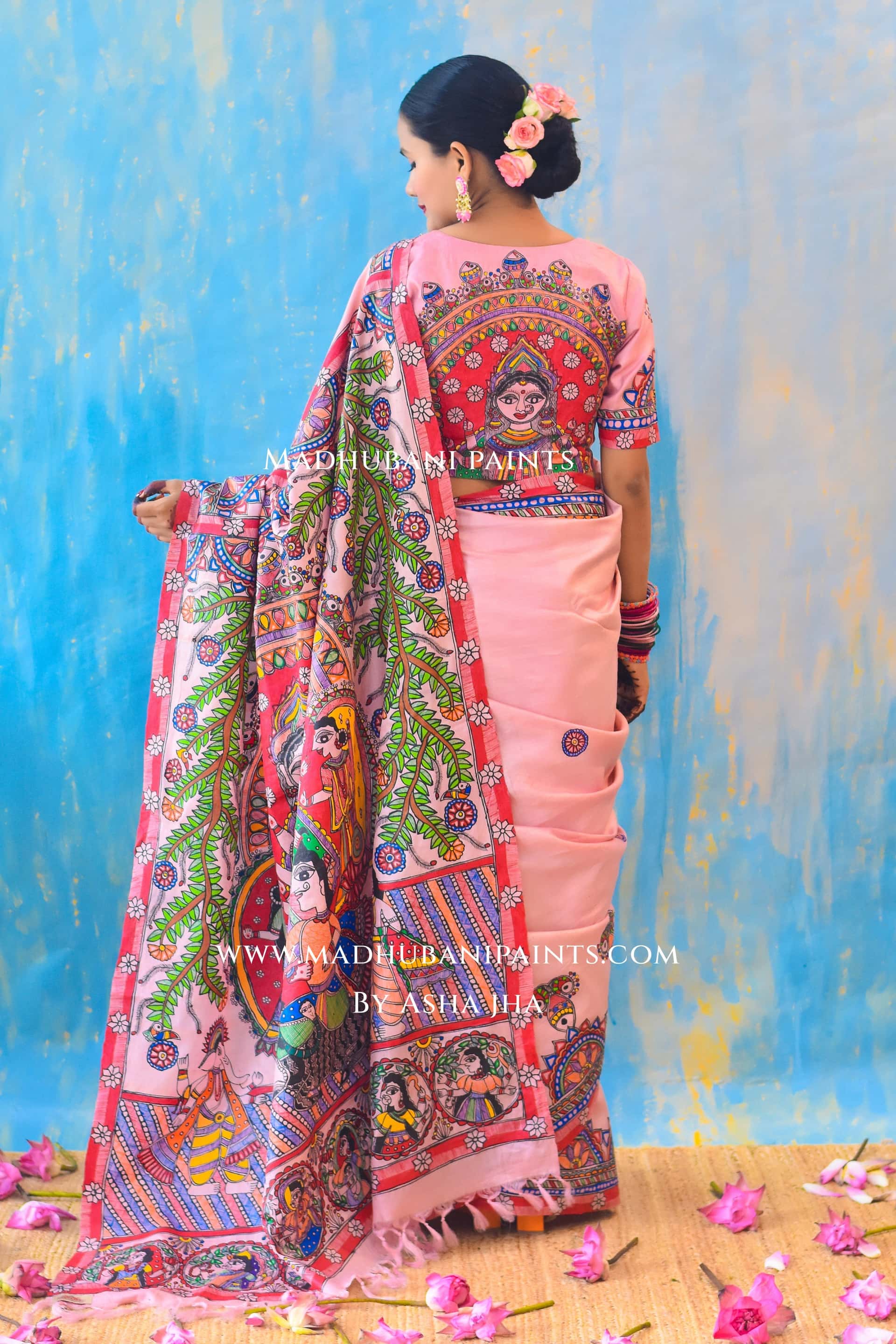 PADAMSUNDARI Hand-painted Madhubani Tussar Silk Saree — image 6 of 7
