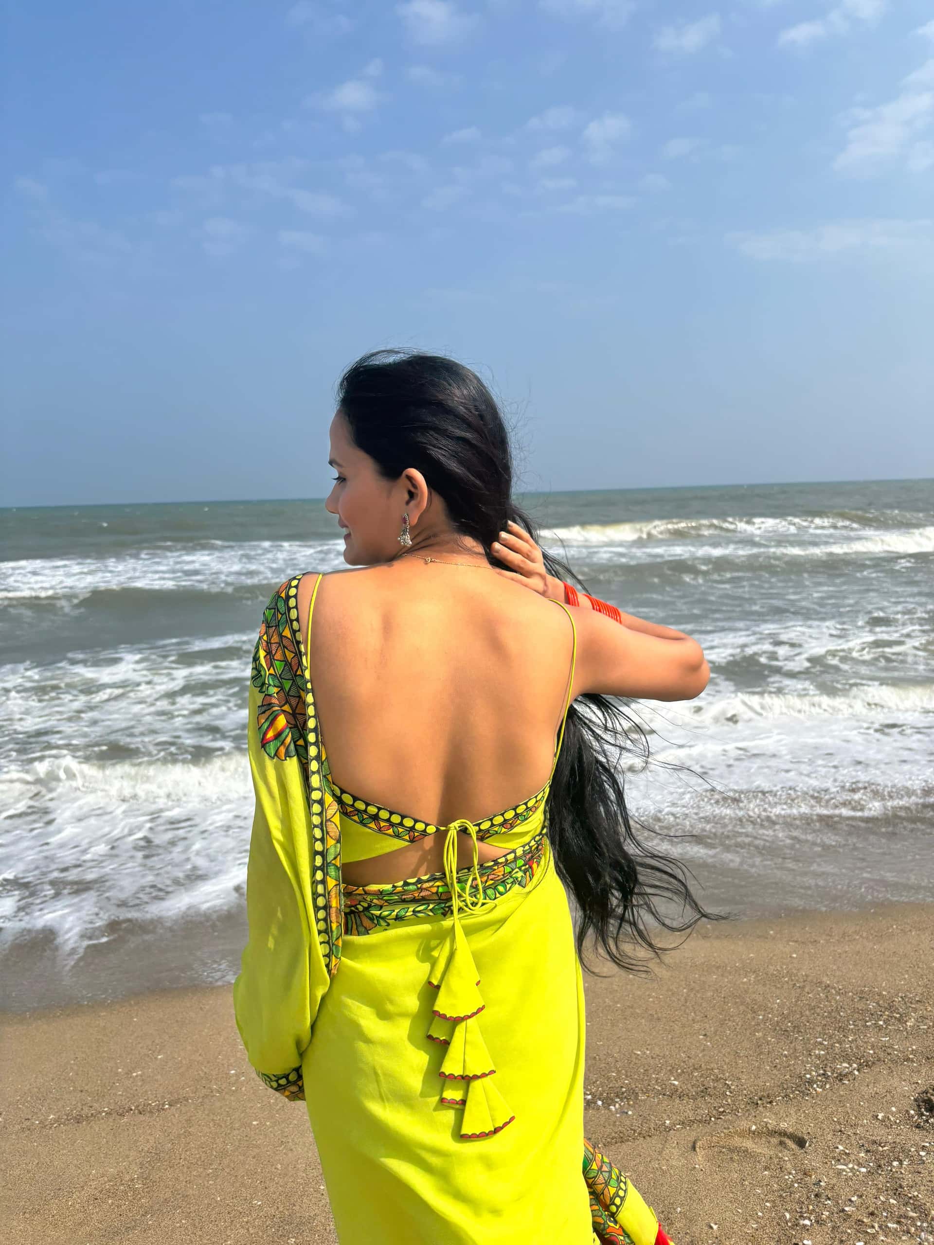 MRIDULA Handpainted Madhubani Georgette Saree Blouse Set — image 8 of 14