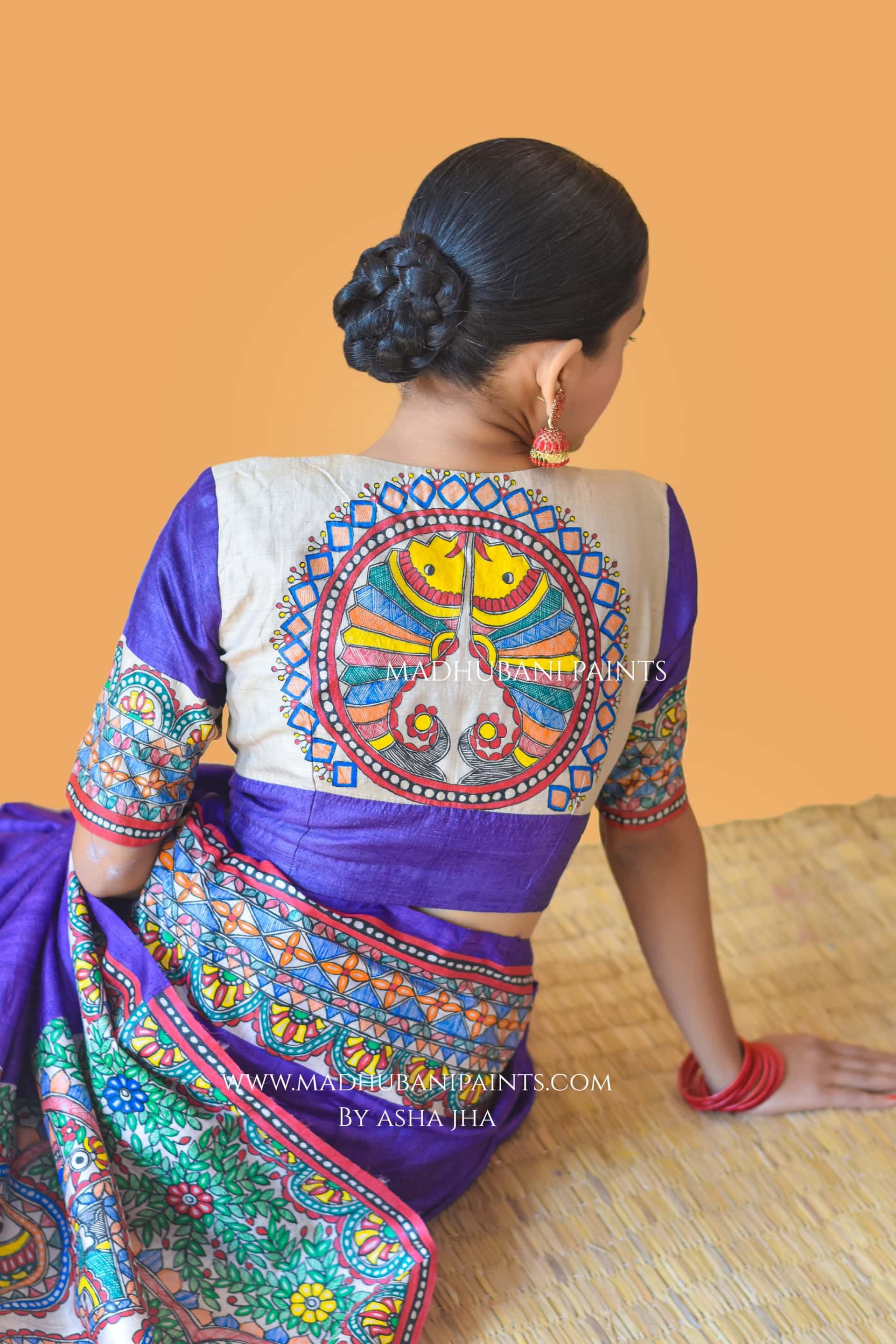 'MANOHARA' Tussar Silk Hand-Painted Madhubani Blouse — image 6 of 8
