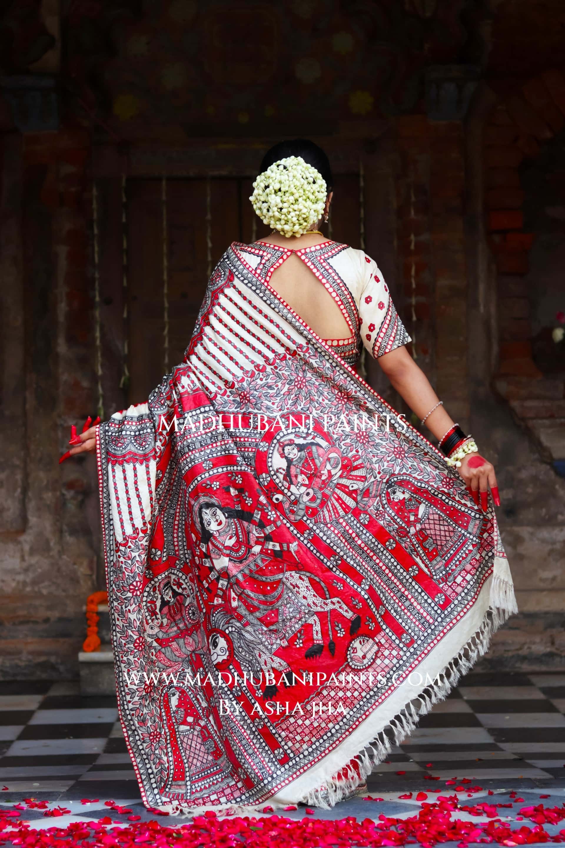 TRINETRA Handpainted Tussar Silk Madhubani Saree — image 5 of 9