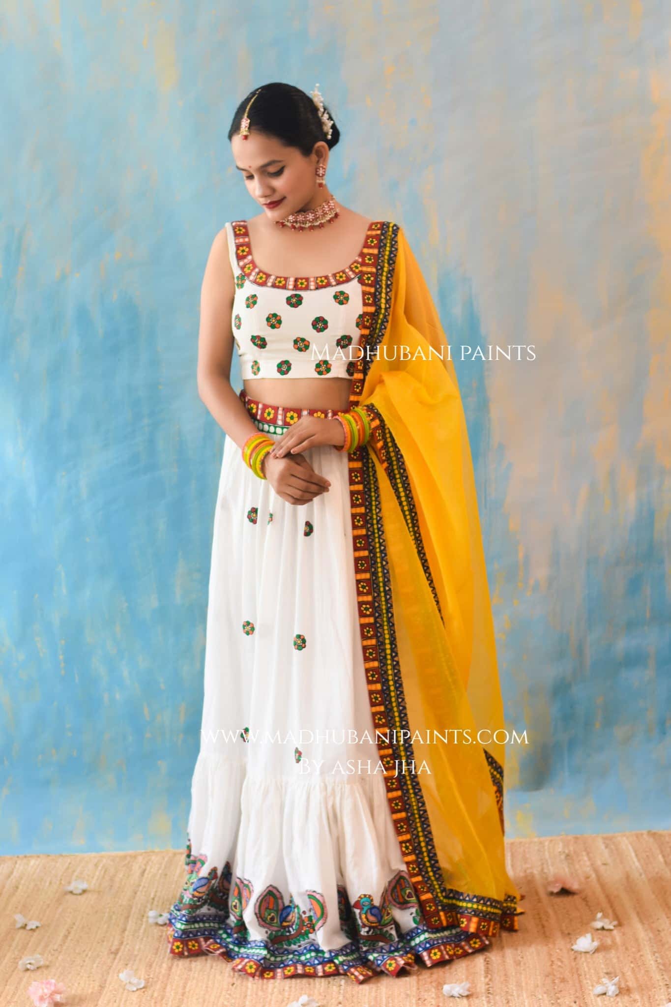 HALDI KE RANG Hand-painted Madhubani Lehnga — image 5 of 15
