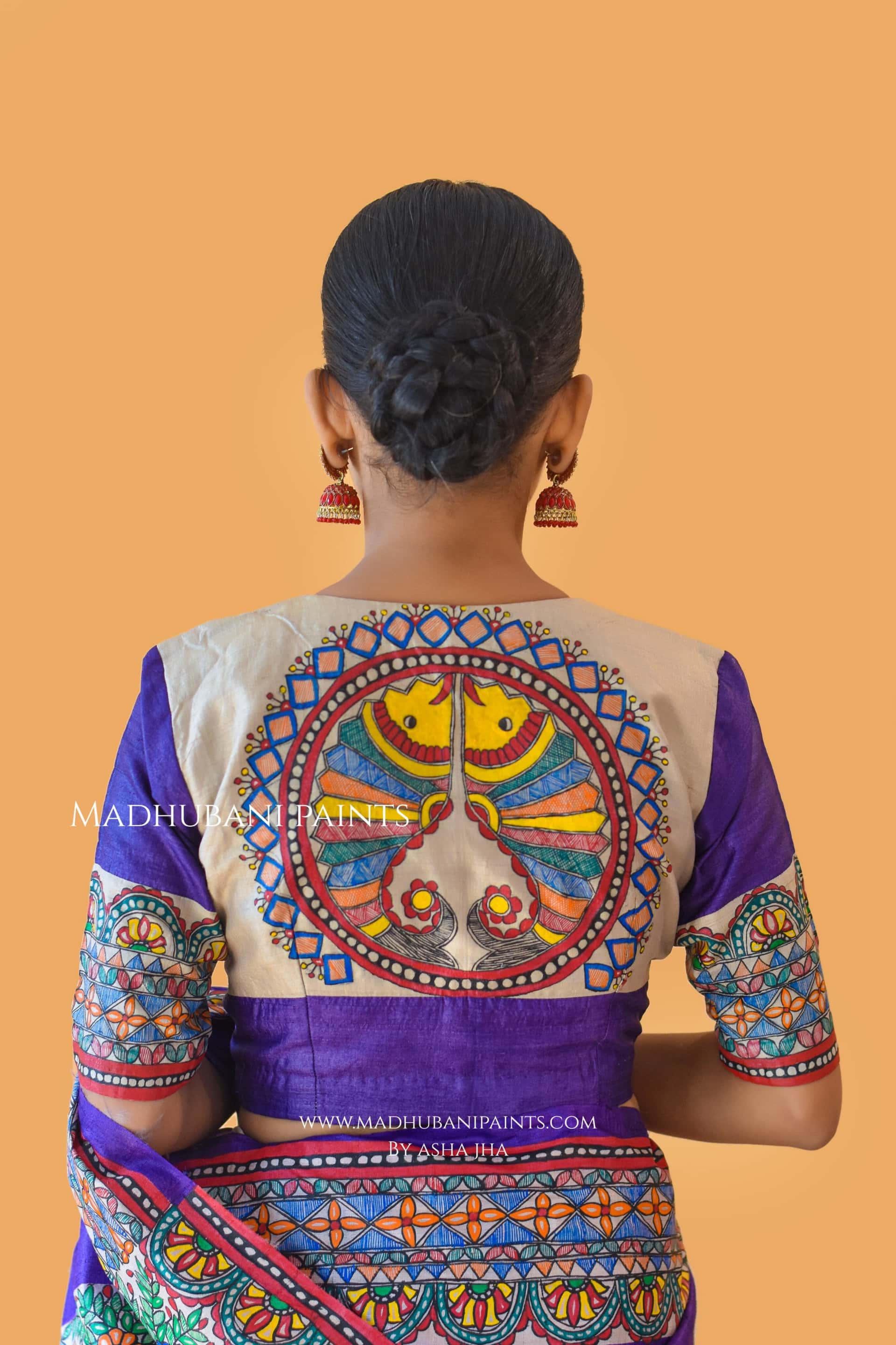 'MANOHARA' Tussar Silk Hand-Painted Madhubani Blouse — image 3 of 8