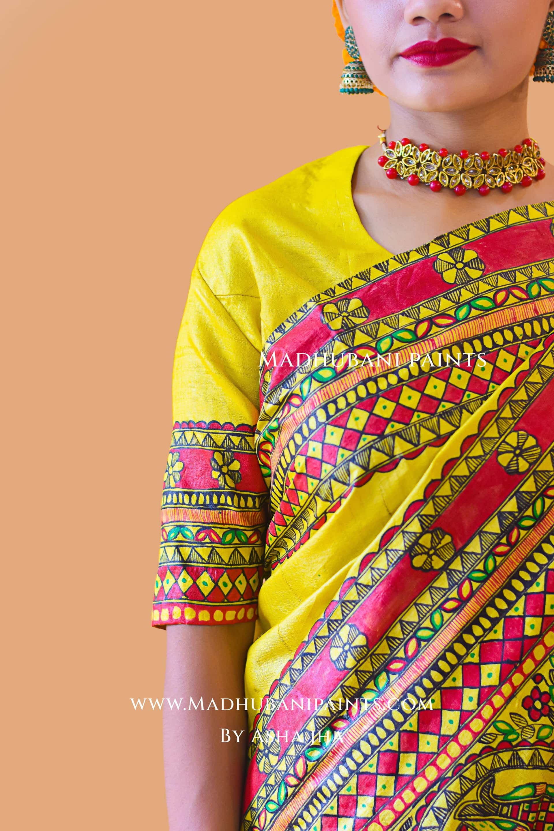 MATSYA SANGAM Hand-painted Madhubani Tussar Silk Blouse — image 5 of 6