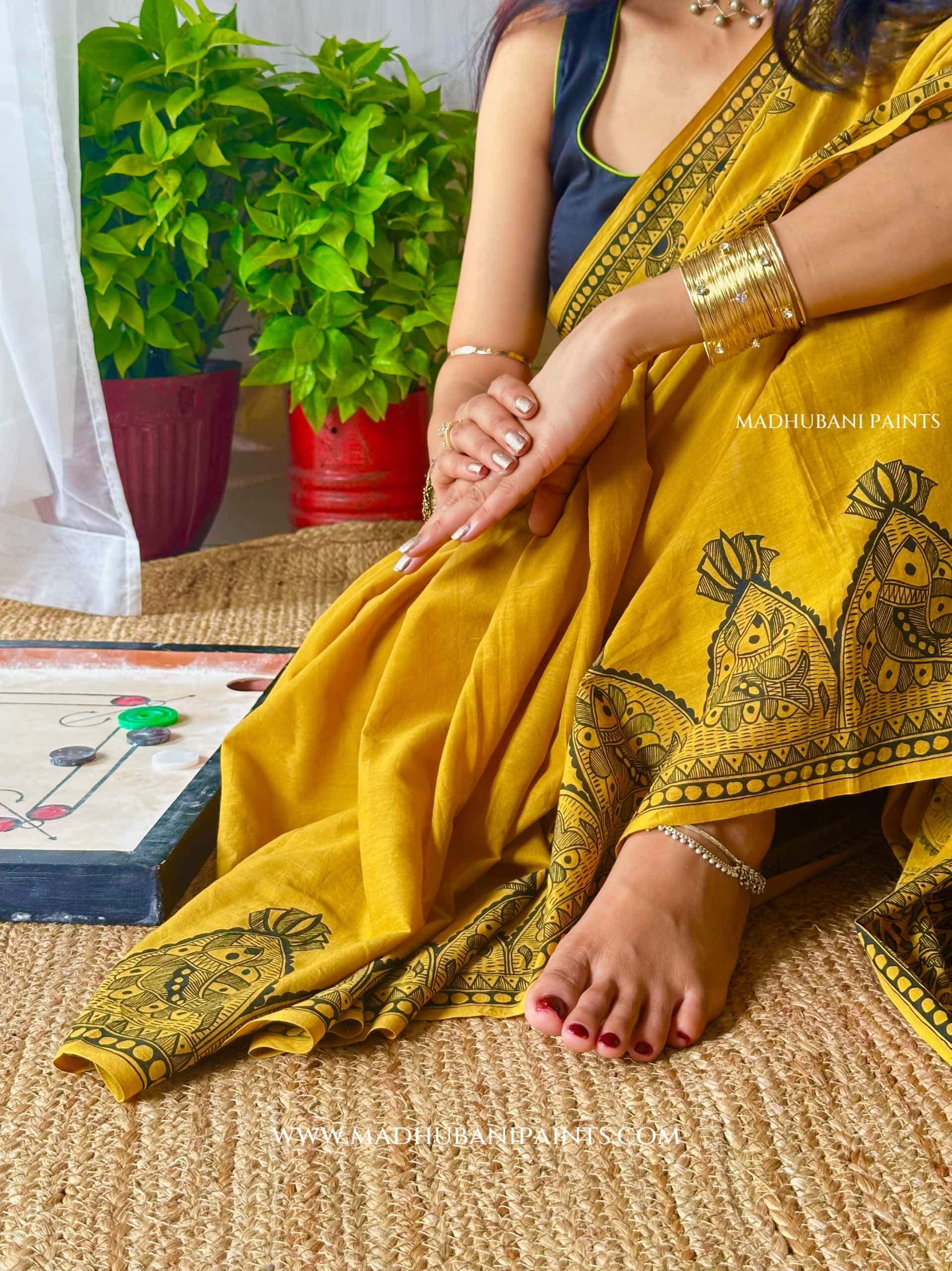 SAGAR Handpainted Madhubani Cotton Saree — image 6 of 8