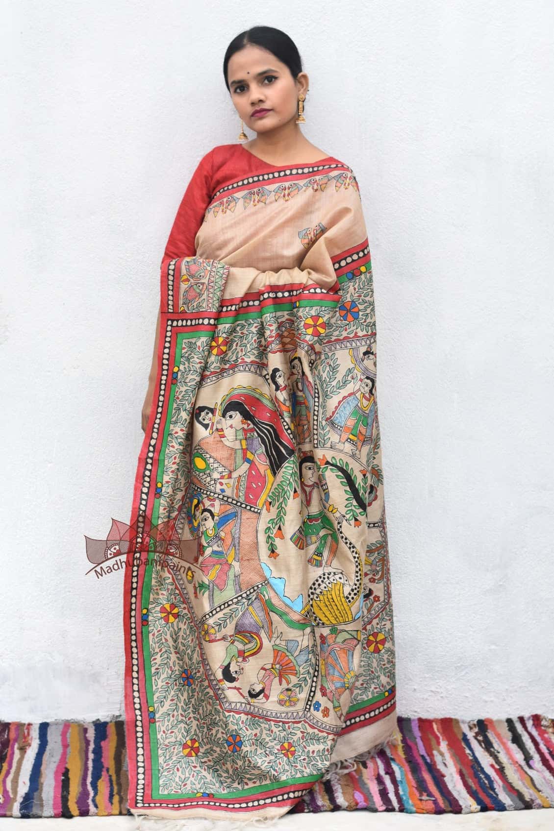 Gopala Krishna Hand Painted Saree — image 2 of 4