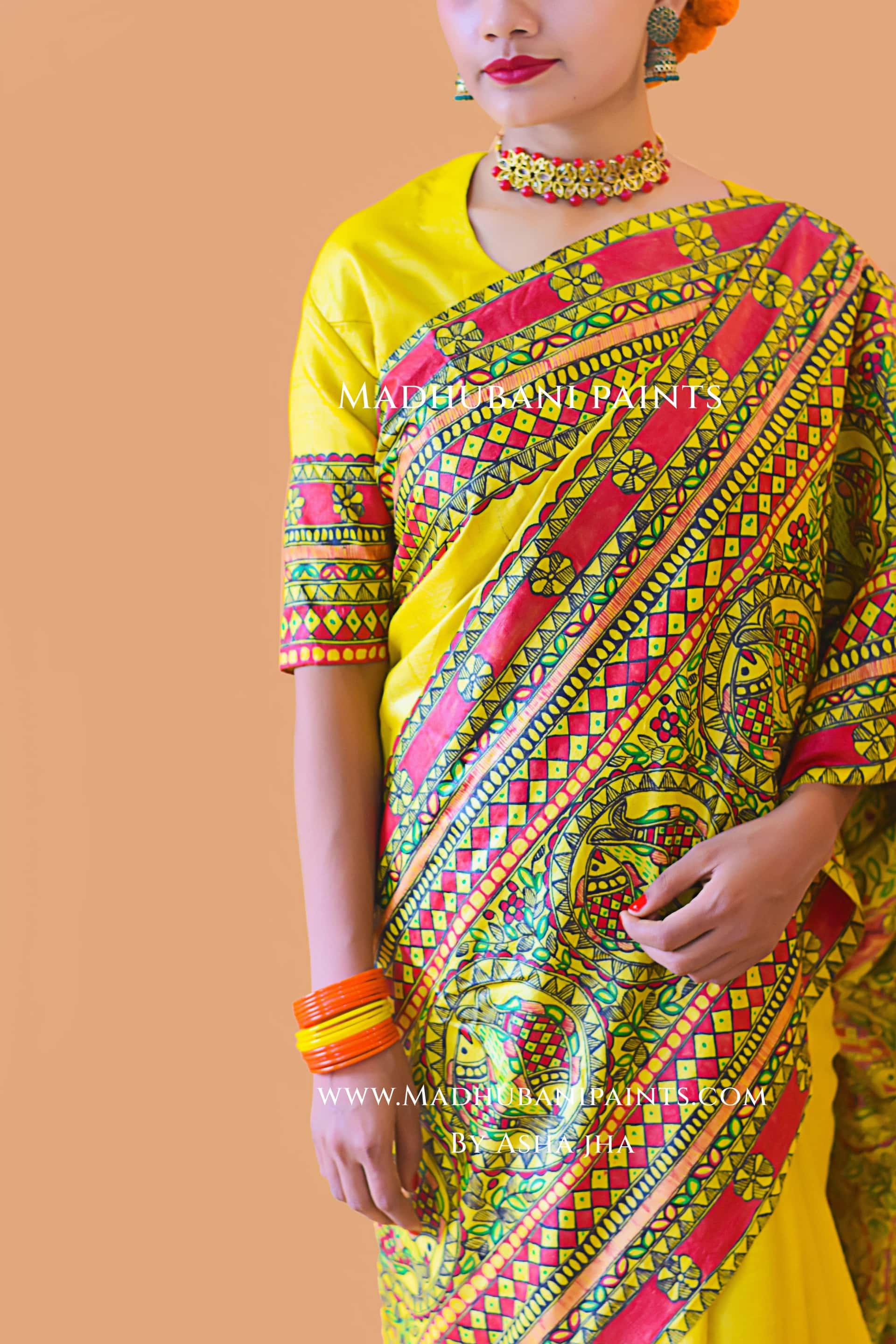 MATSYA SANGAM Hand-painted Madhubani Tussar Silk Blouse — image 4 of 6