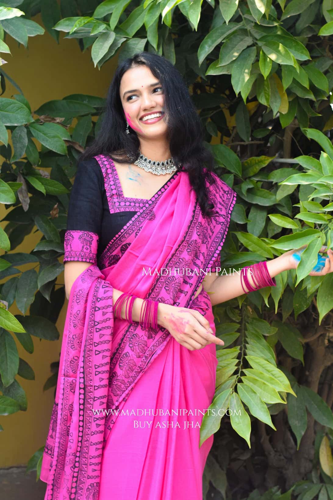 KUMUDINI Hand-painted Madhubani Chiffon Blouse — image 4 of 4