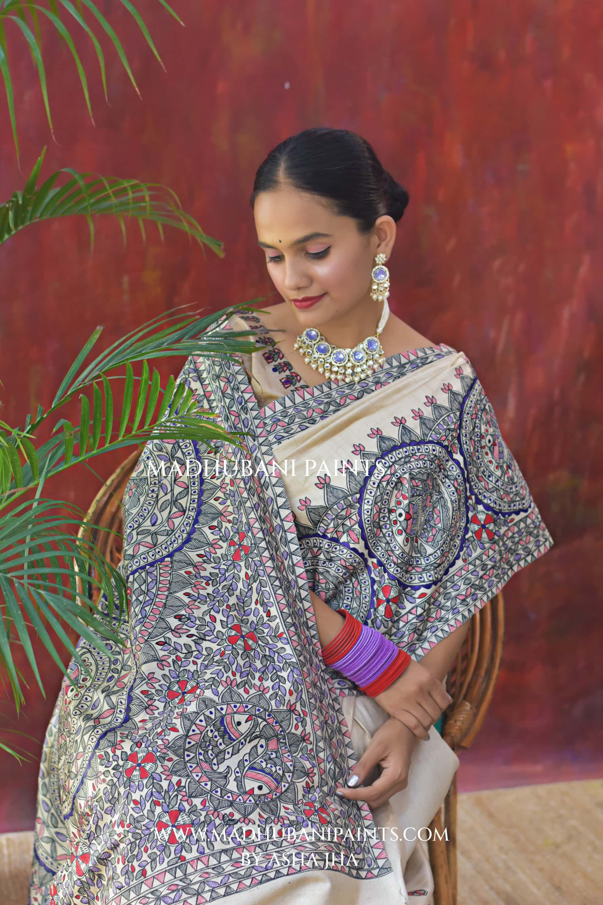 MITHILA Handpainted Madhubani Saree — image 5 of 9