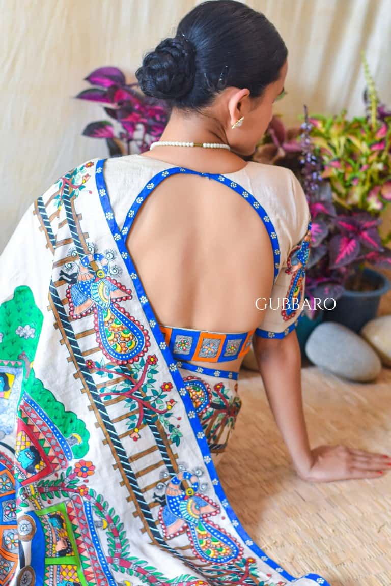 RAILGADI HandpaintedMadhubani Tussar Silk Blouse — image 4 of 5