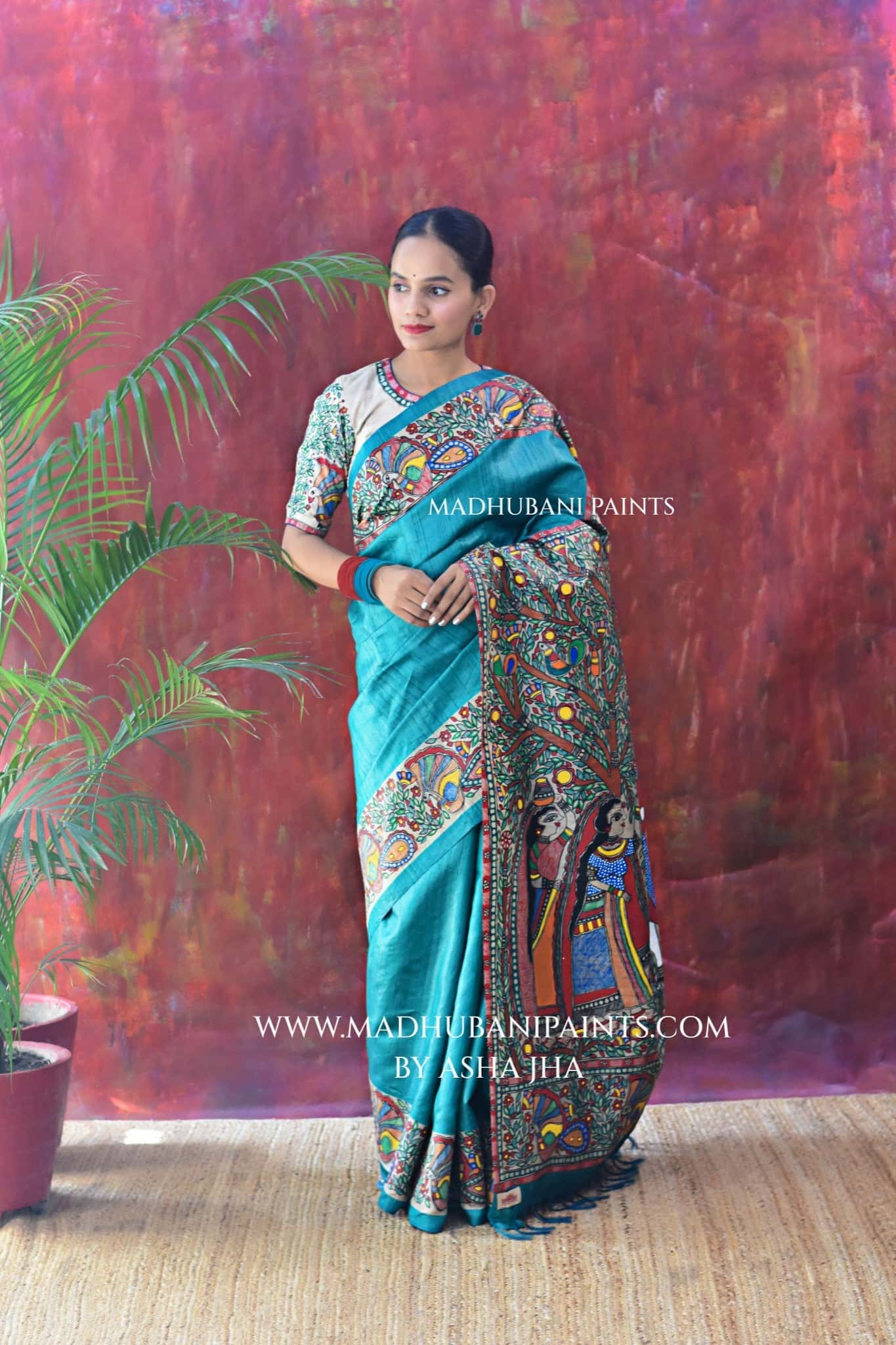 ANANDMAYI Hand-painted Madhubani Tussar Silk Saree — image 4 of 6