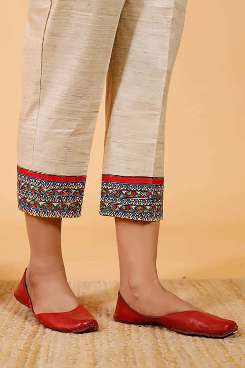 'Tilkor Kamal' Handpainted Madhubani Cotton Pant — image 3 of 3