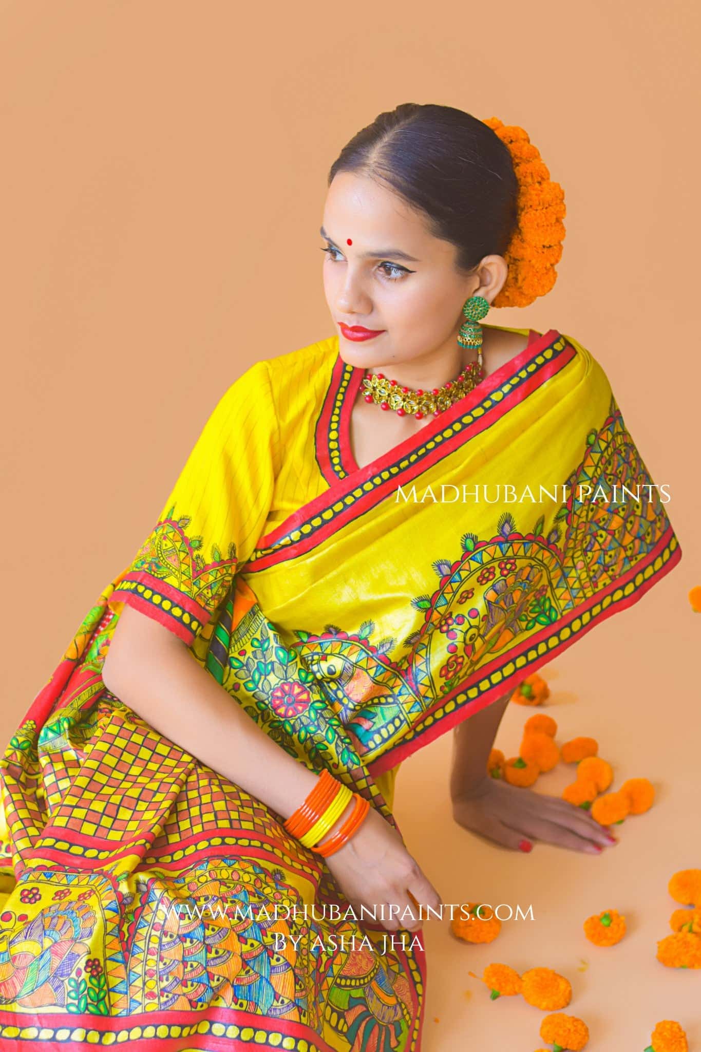 SHIV PARVATI VIVAH Hand-painted Madhubani Tussar Silk Blouse — image 2 of 11