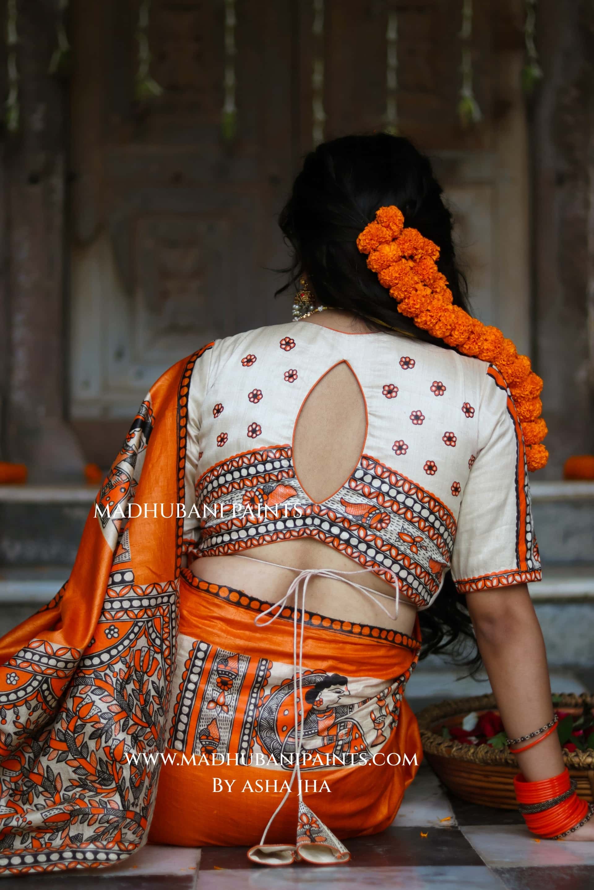KESARIYA NAINTARA Handpainted Tussar Silk Madhubani Blouse — image 3 of 6