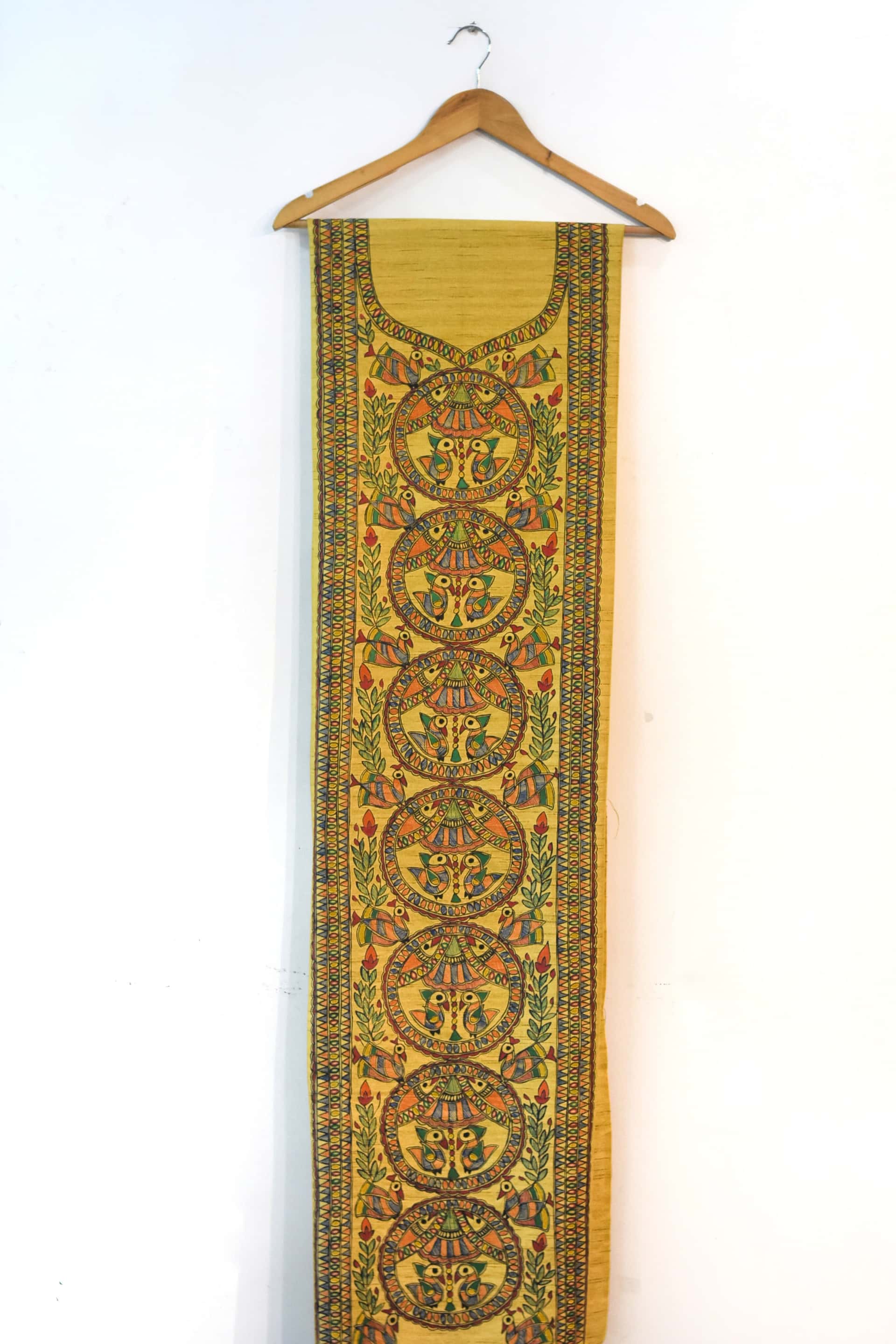 Mayur Mandali Hand-painted Madhubani Painting Cotton Unstitched Kurta — image 2 of 2