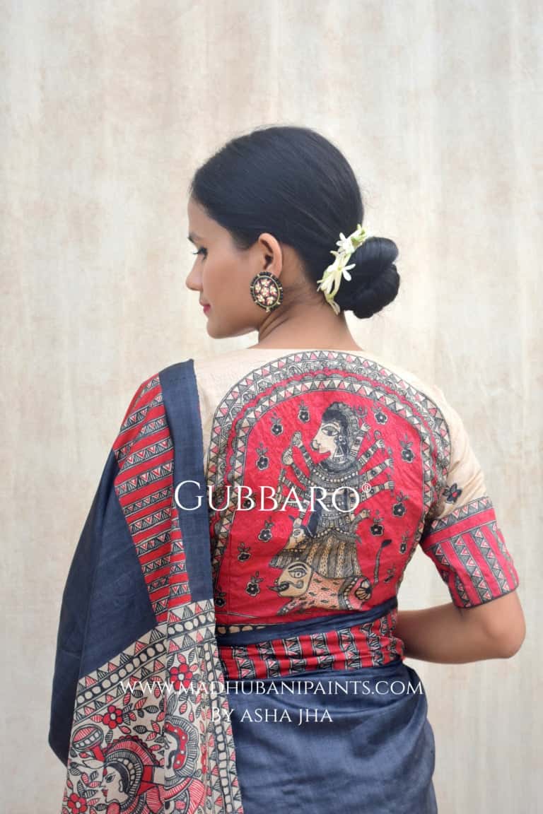 SHATAKSHI Handpainted Madhubani Tussar Silk Saree — image 8 of 9