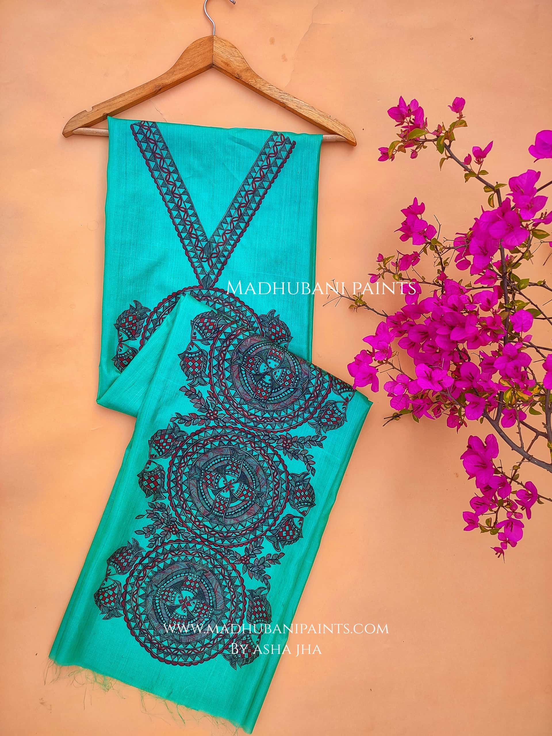 SURMAI MANDARA Hand-painted Unstitched Handloom Tussar Silk Kurta — image 3 of 3